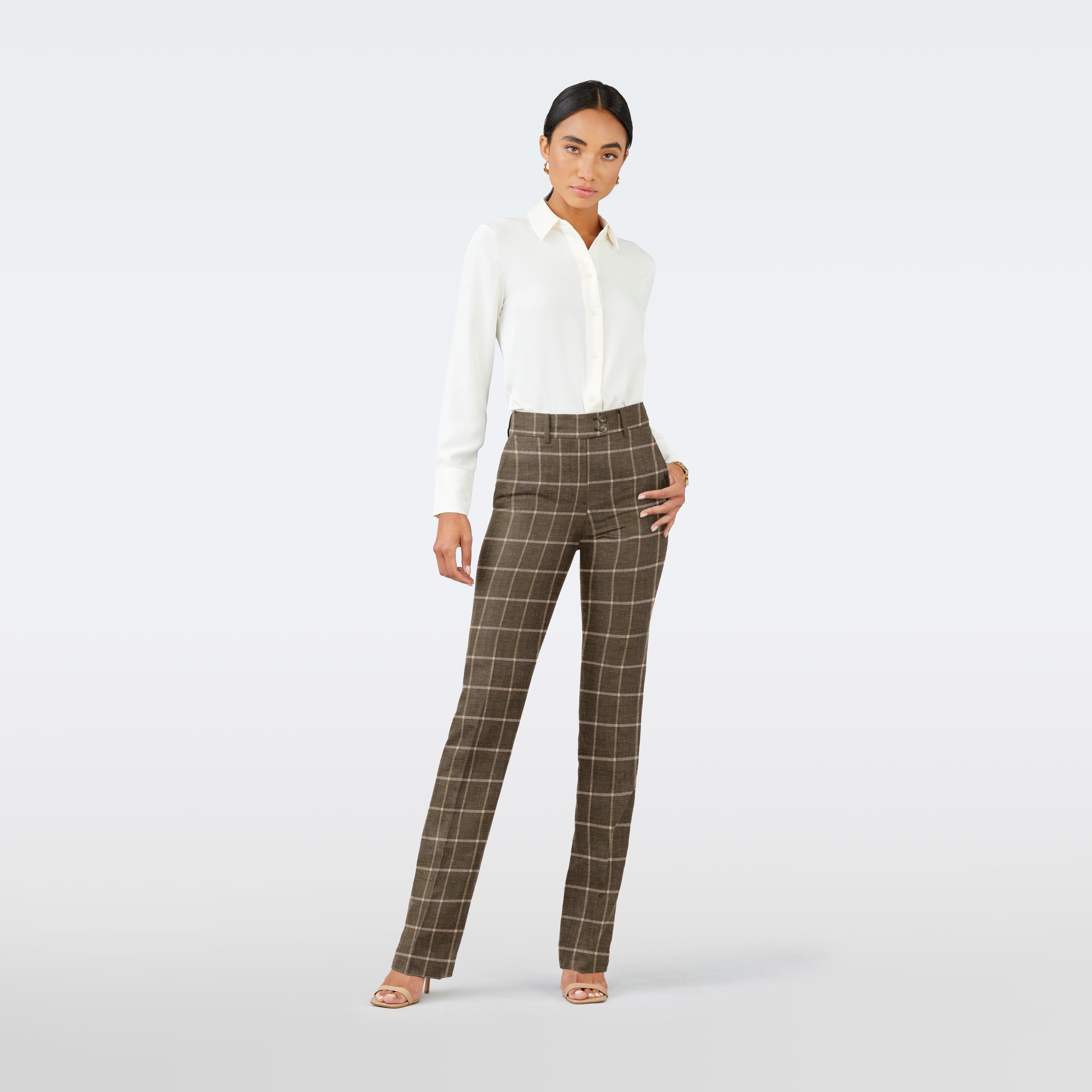 Olive pants women - Checked Design from Italian Indochino Collection