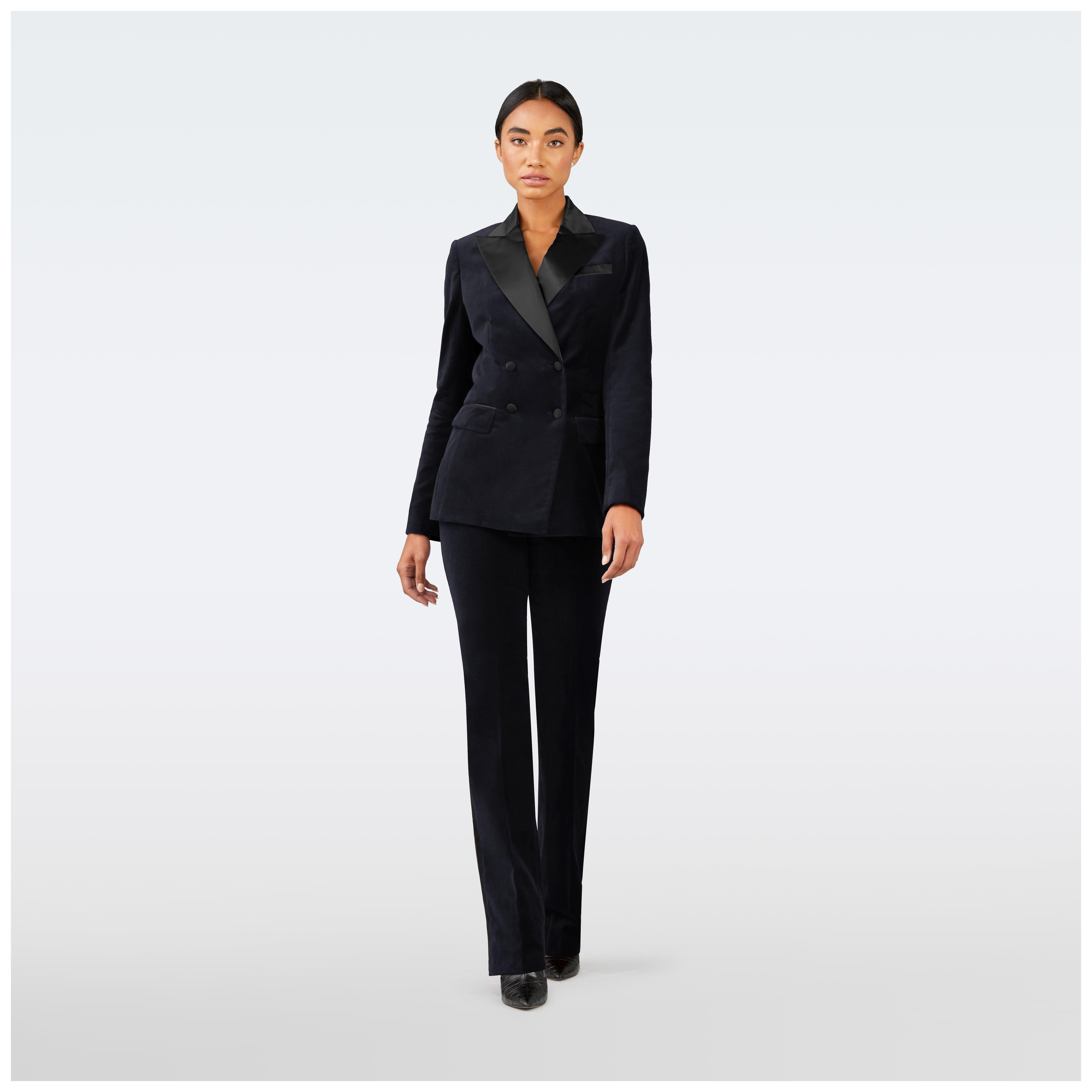 ladies black suit dress and jacket Indochino Women's Custom Hampton Midnight Blue Dinner Dry clean only category_Sandals LAST CALL on the Product Color:BLACK SUEDE