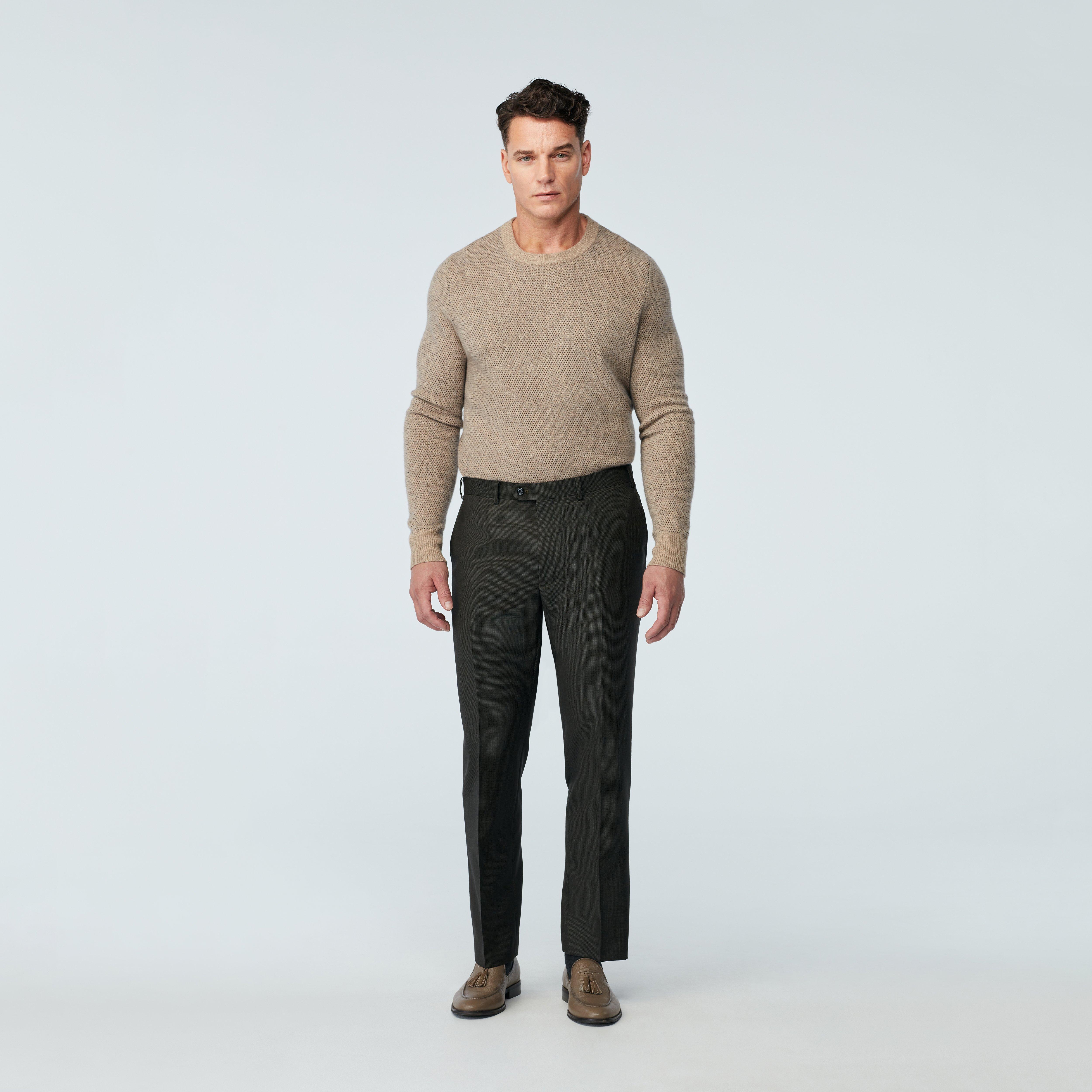 Custom Pants Made For You - Highbridge Nailhead Olive Pants