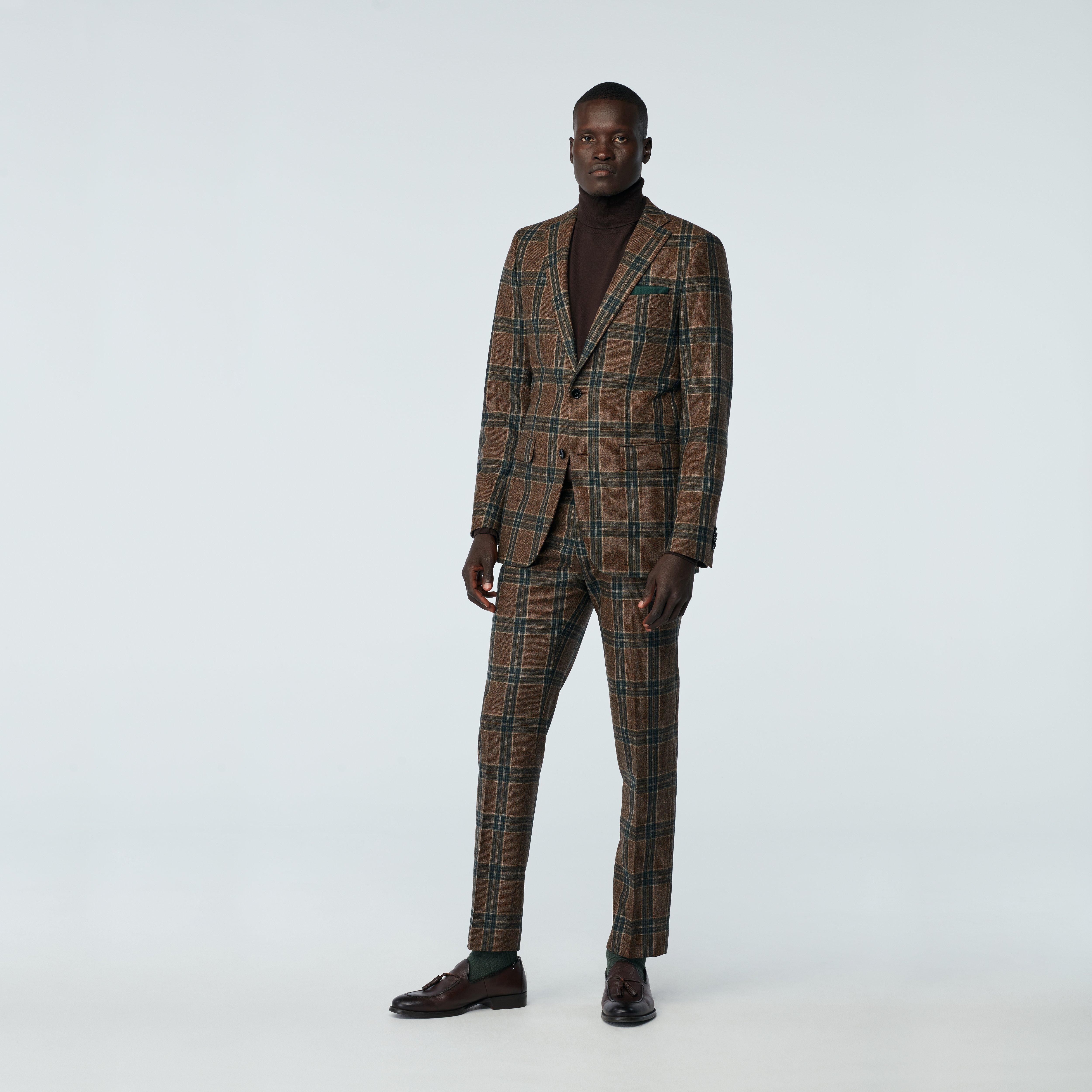 Custom Suits Made For You - Molveno Plaid Brown with Green Suit