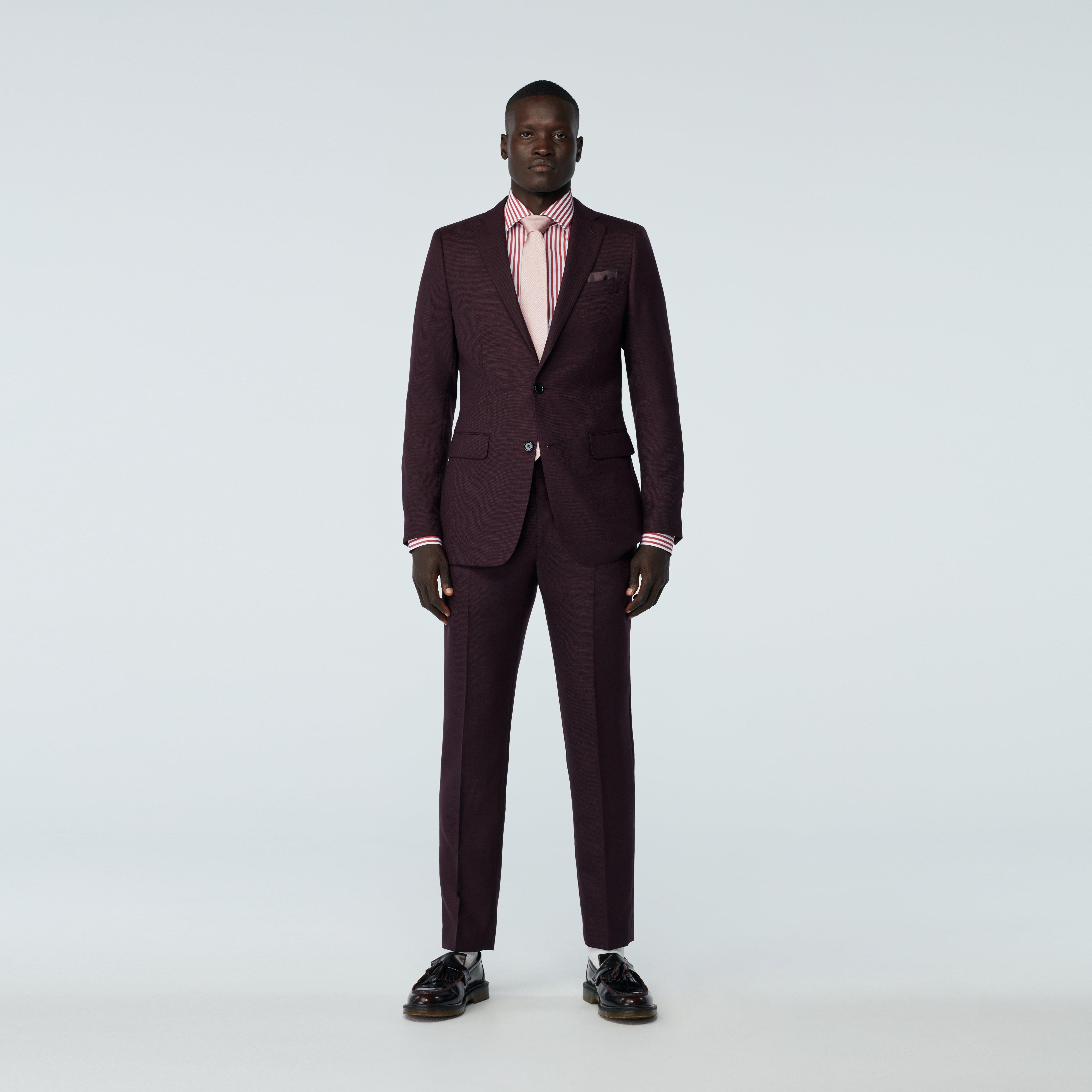 Men's Burgundy One Button Slim Fit Suit-Single Button Suits for Men – Flex  Suits