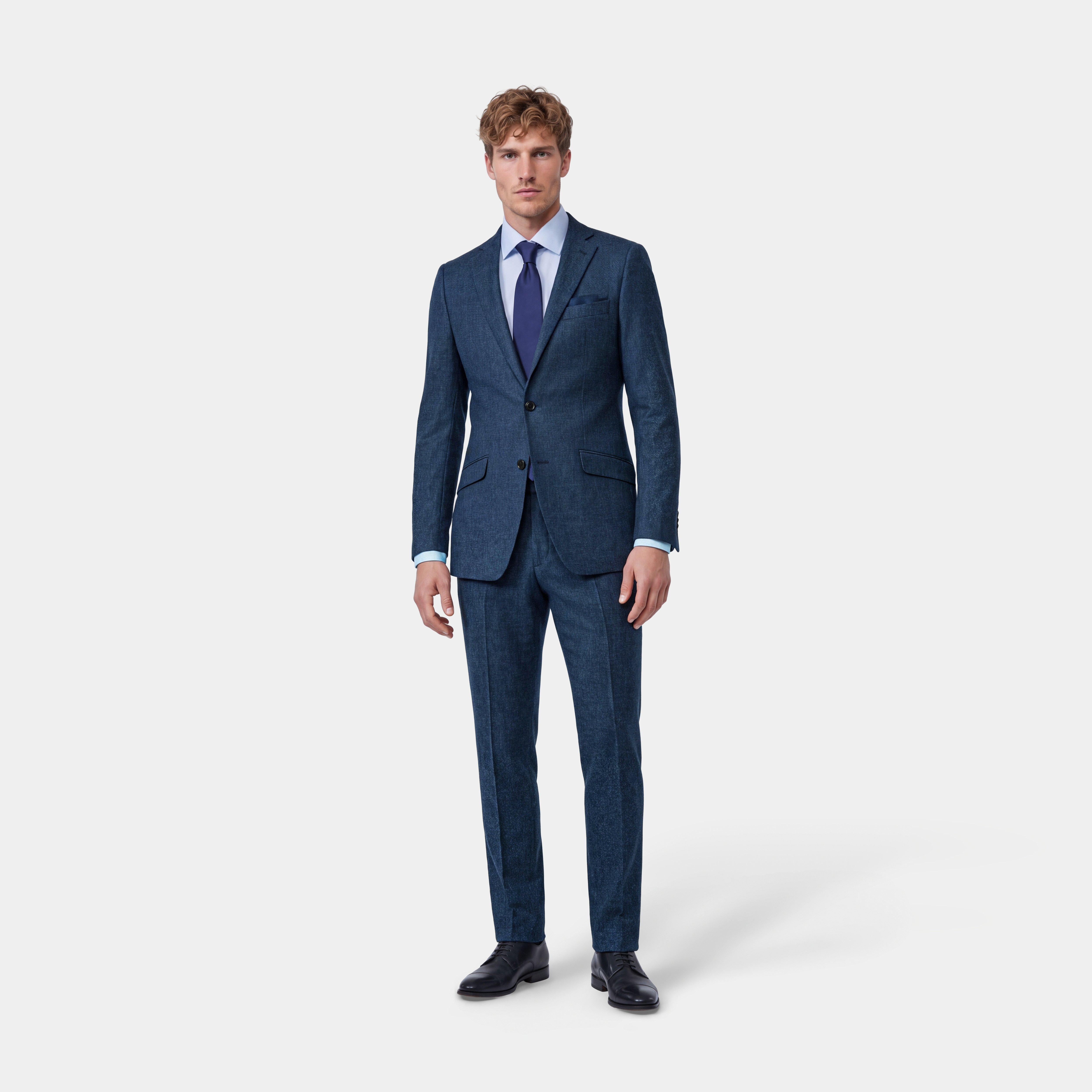 Custom Suits Made For You - Newbridge Tweed Wool Stretch Blue Suit