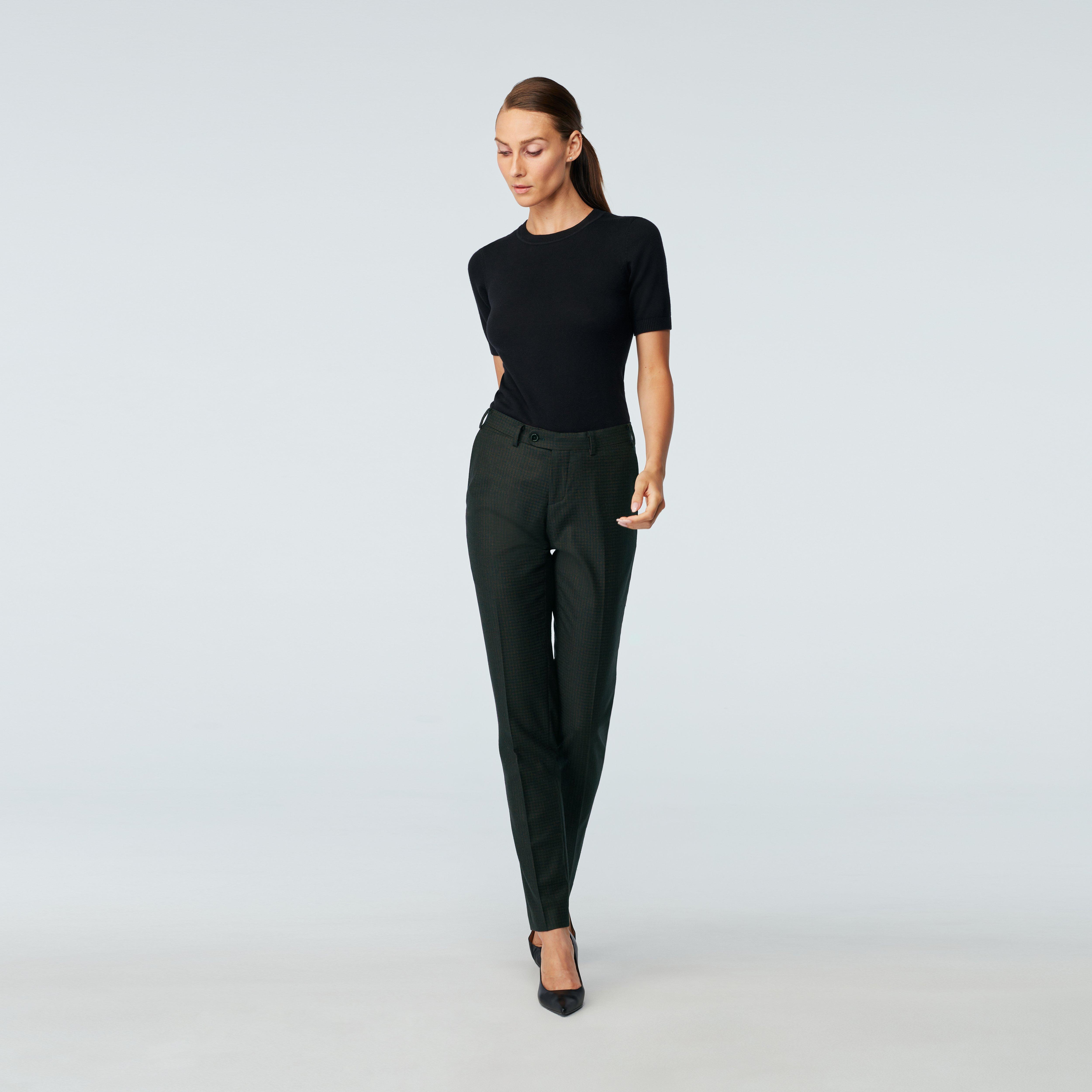 Custom Pants Made For You - Monterosso Check Hunter Green Pants Women ...