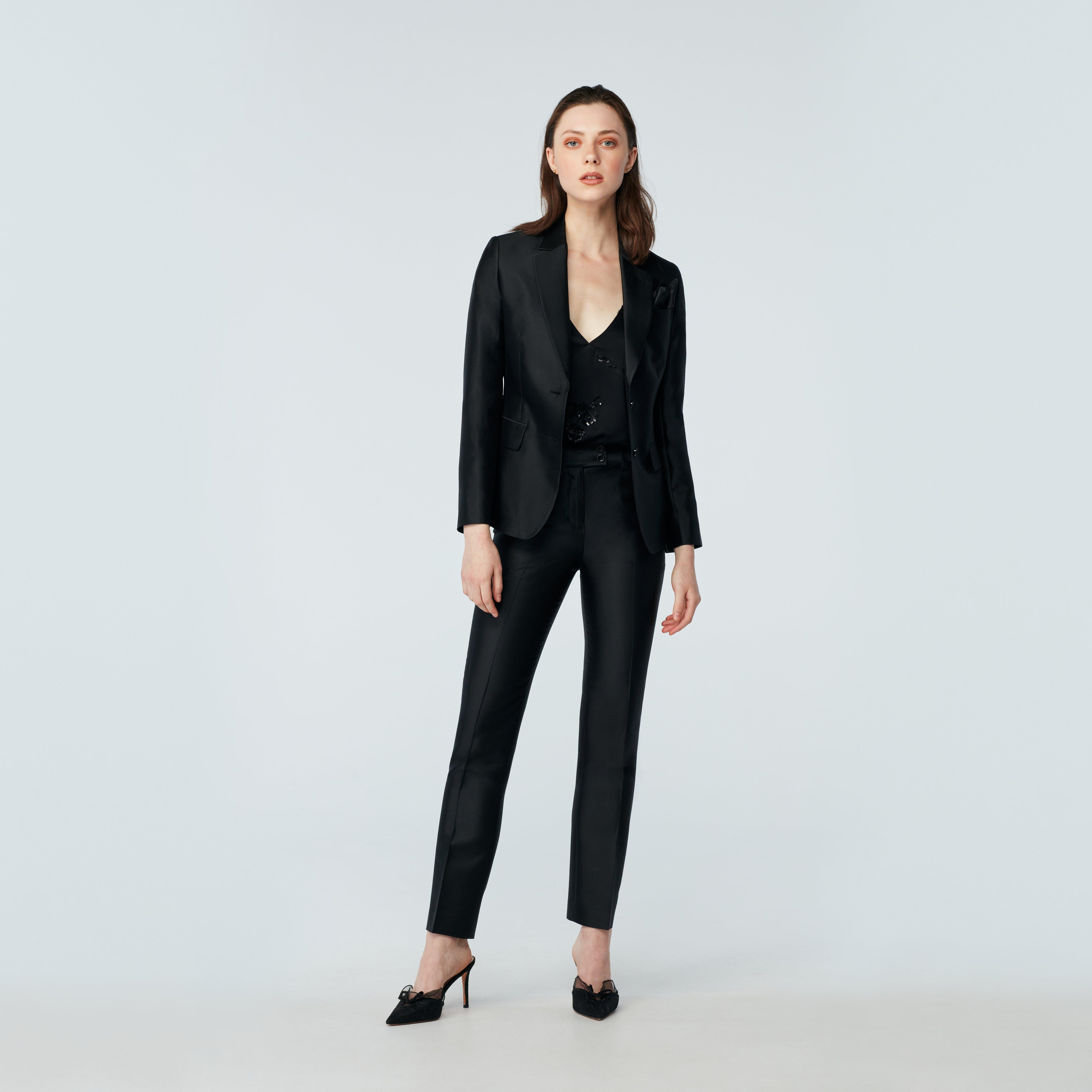 black dress suit women Hythe Silk Wool tomboy women suit Vintage 90s Betsey Johnson TEMP what's new With its unique weave Size:5X-Large
