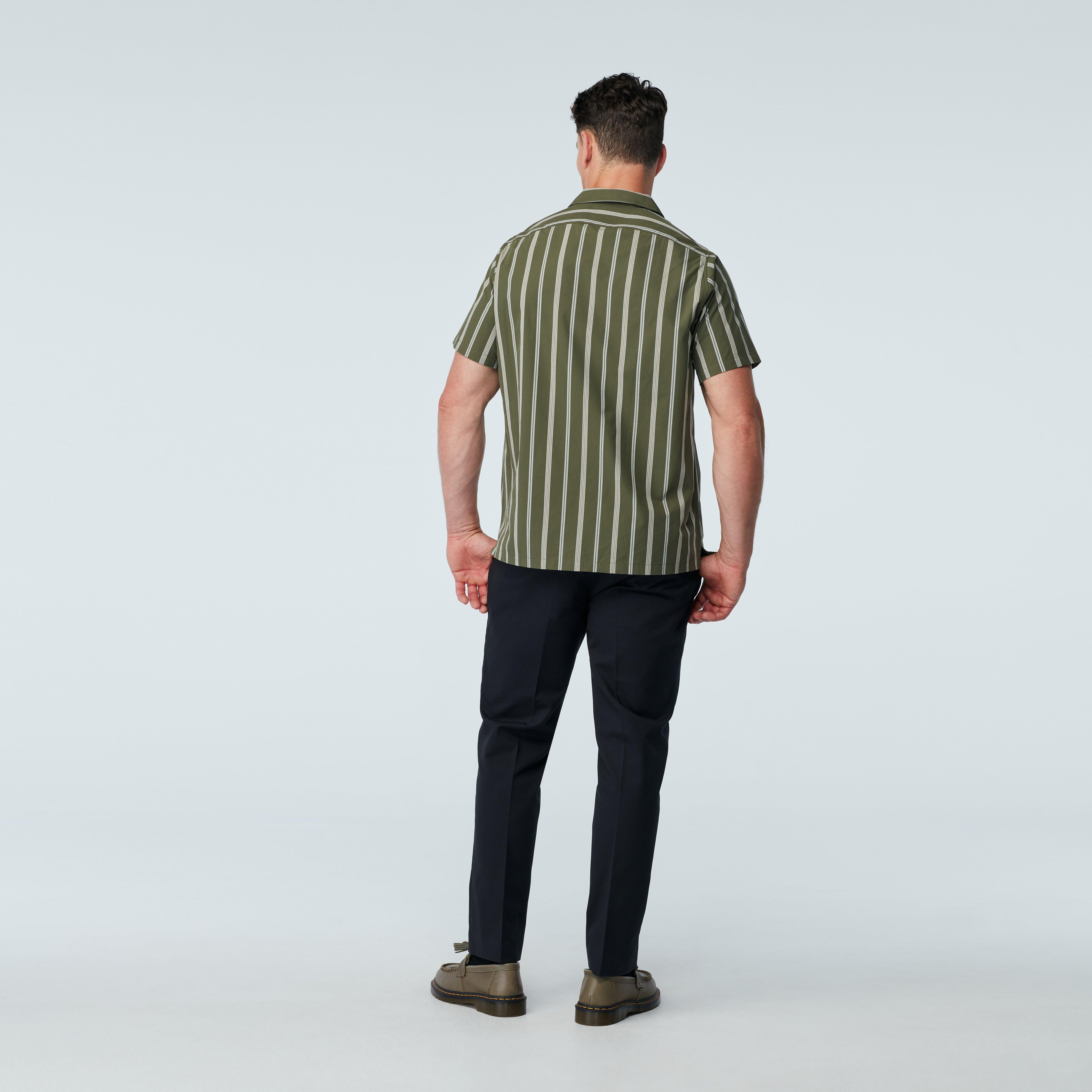 Men's Camp Shirts - Neyland Soft Striped Green Camp Shirt