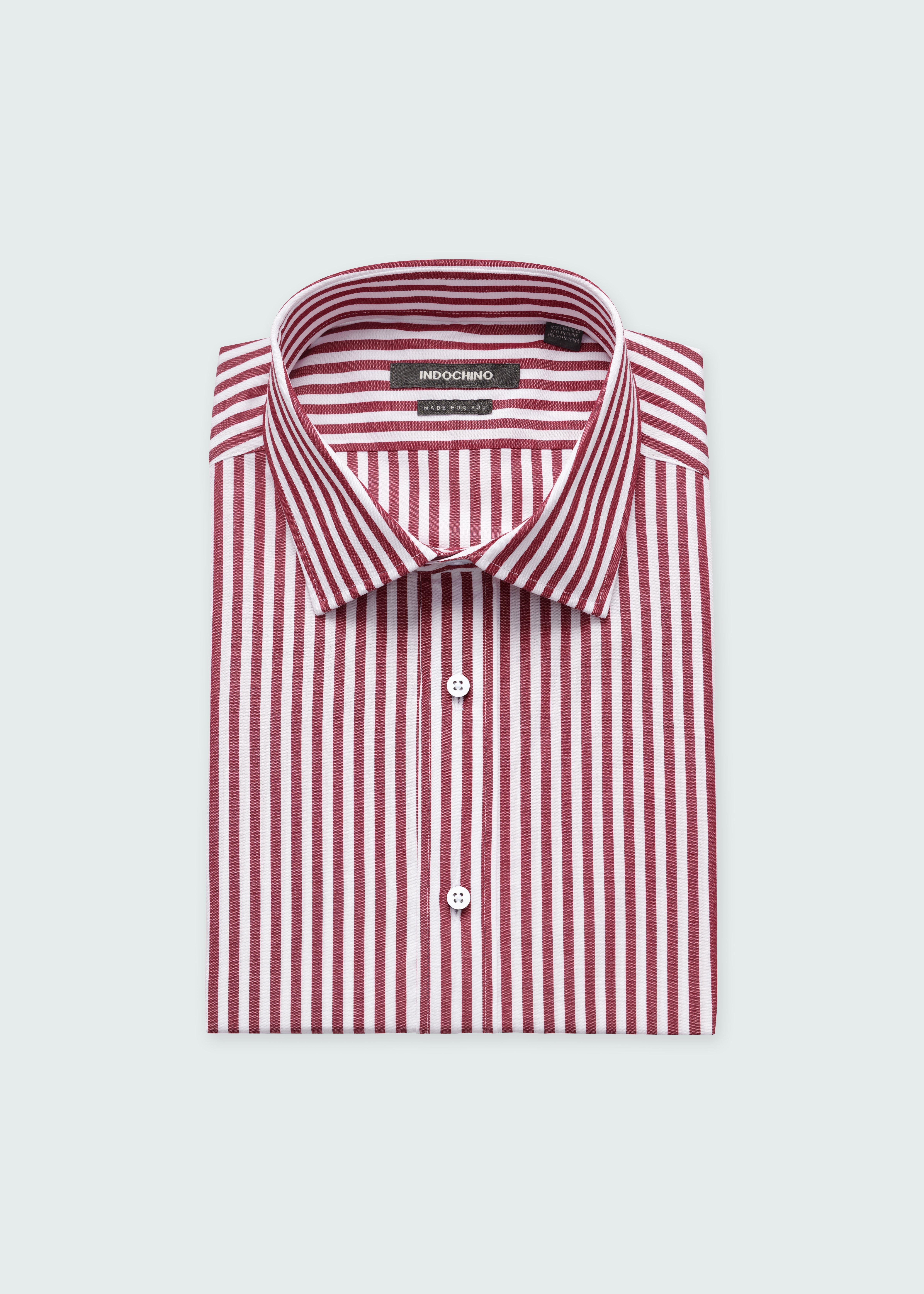 mens burgundy striped dress shirt Indochino Men's Custom Hunton Stripe This striped shirt is