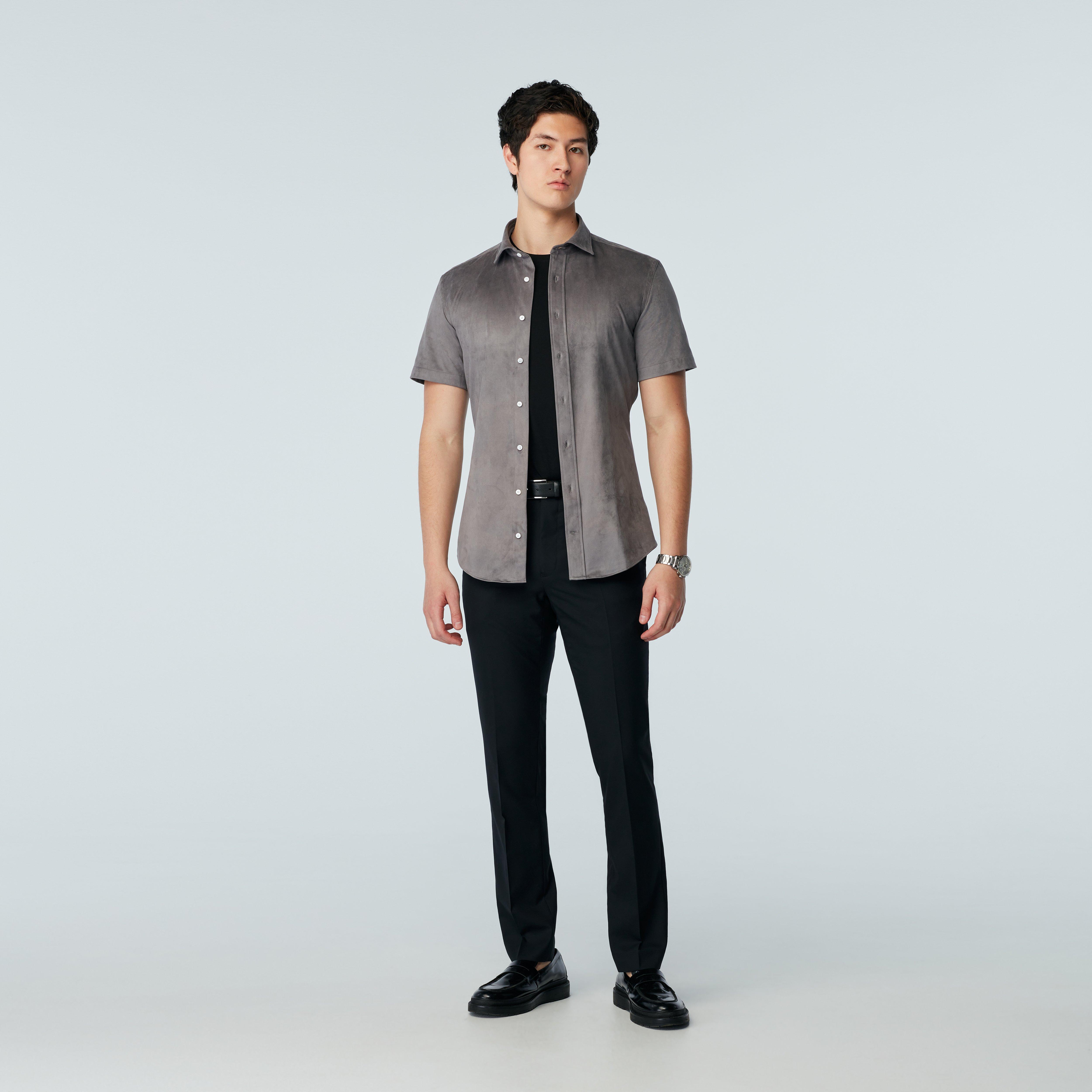 casual short sleeve dress shirts for men Indochino Men's Custom Lambston Micro Suede Gray Shirt SELECT ITEM:2 PIECE SUIT 夏 Plus Size Midi Dress, Sunglasses day wear