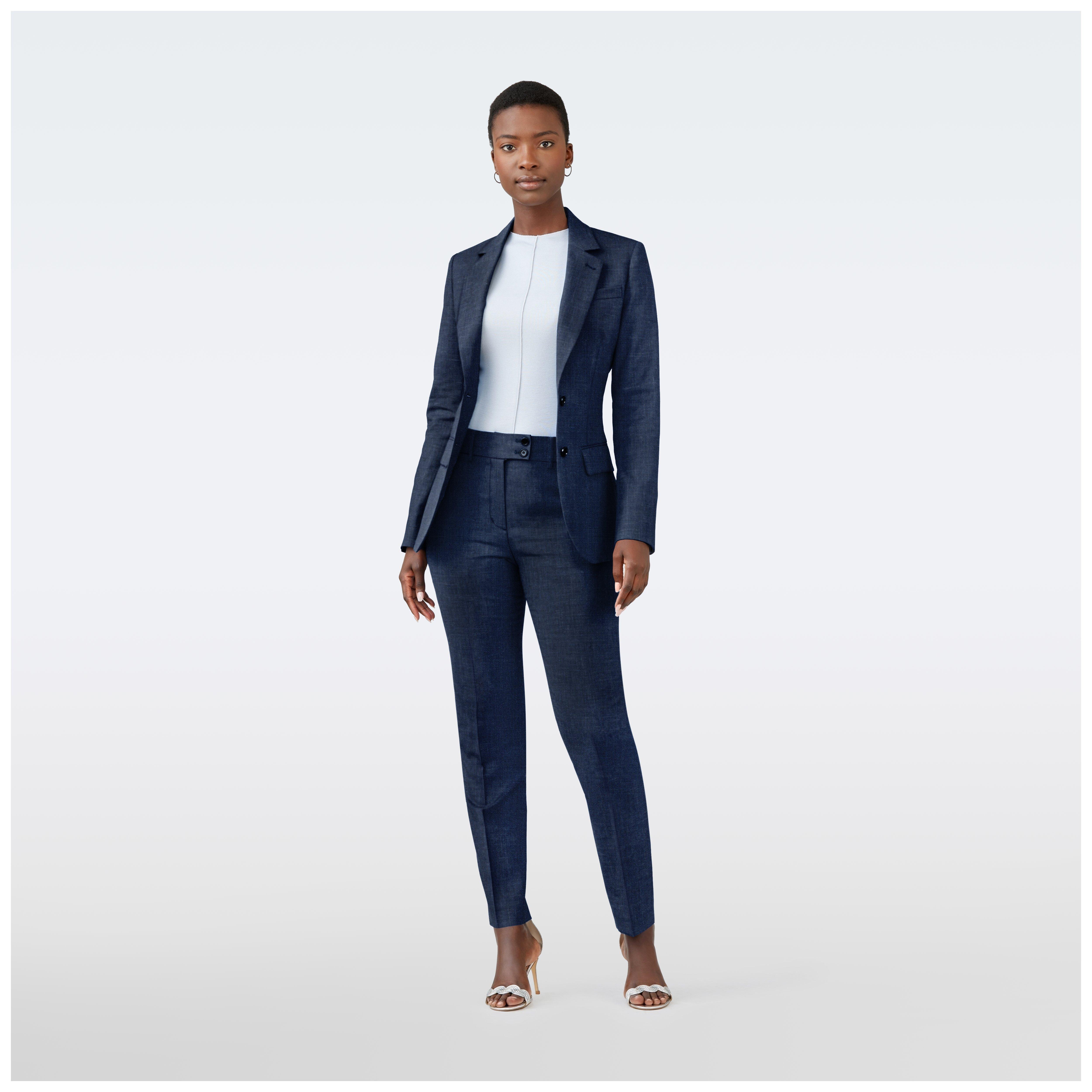 Custom Blazers Made For You Kelly Wool Silk Navy Blazer Women INDOCHINO