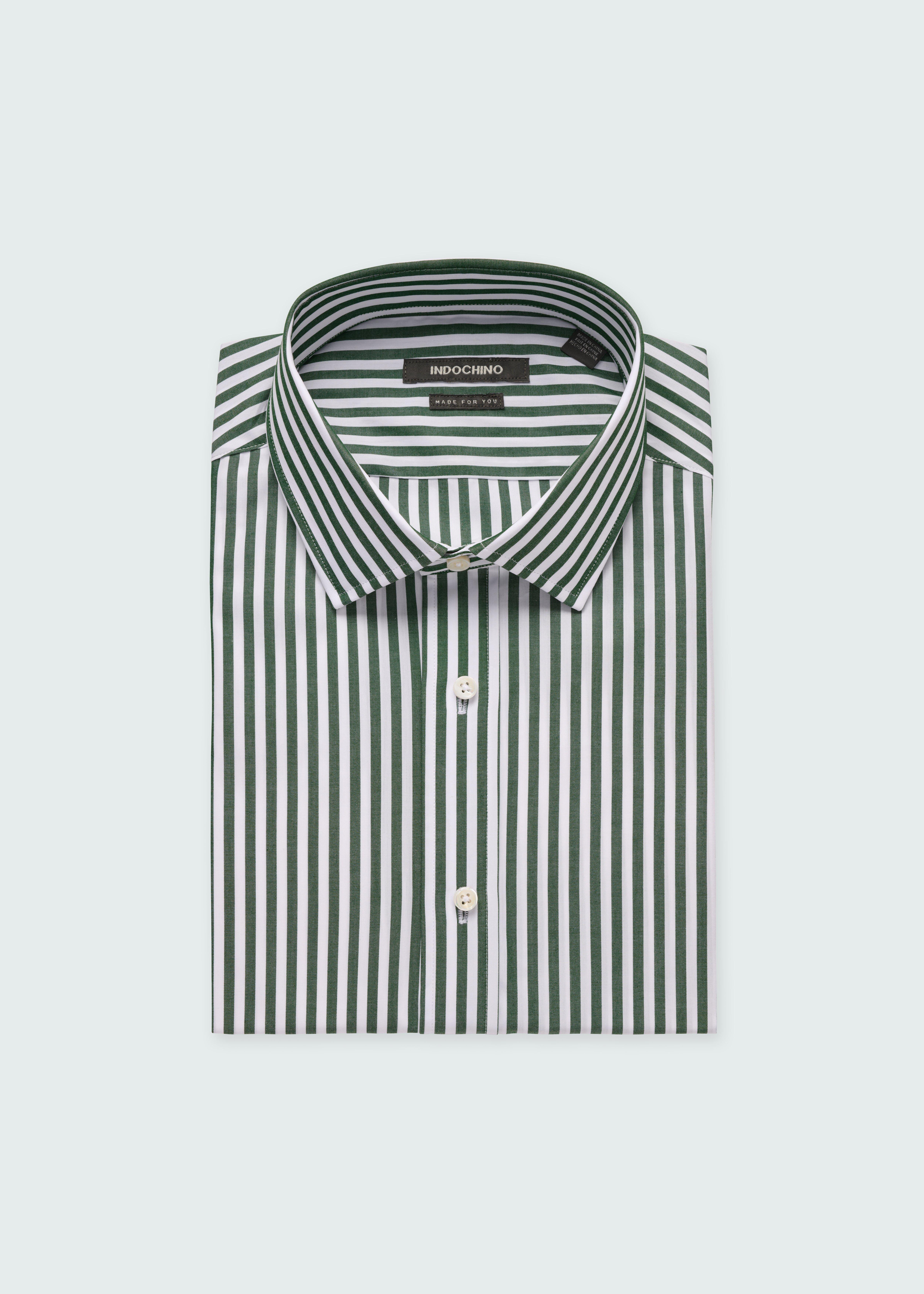 Hunton Stripe Hunter Green Shirt