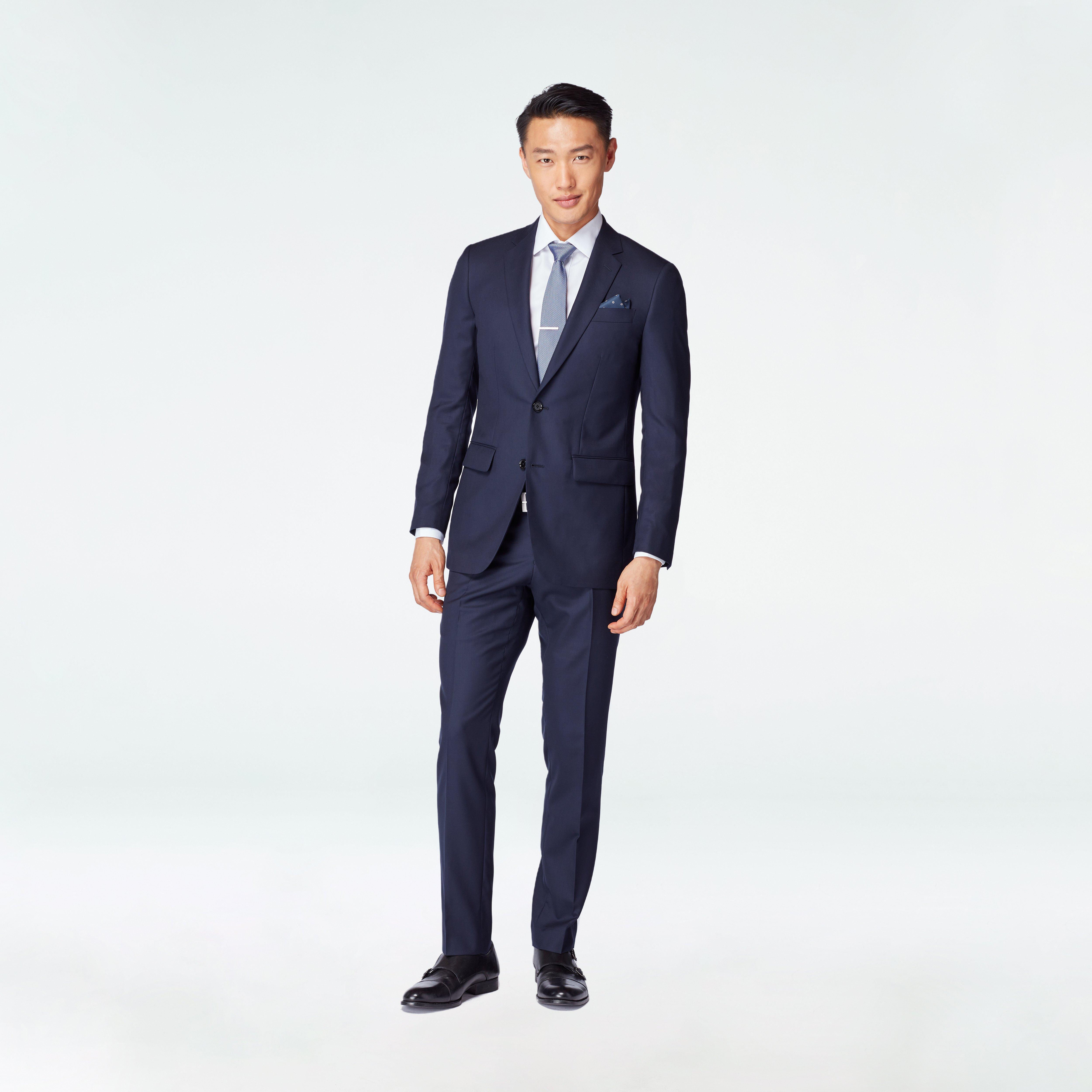 Indochino Peak Lapel Men's Custom Blazers Hexham Navy Blazer INDOCHINO
