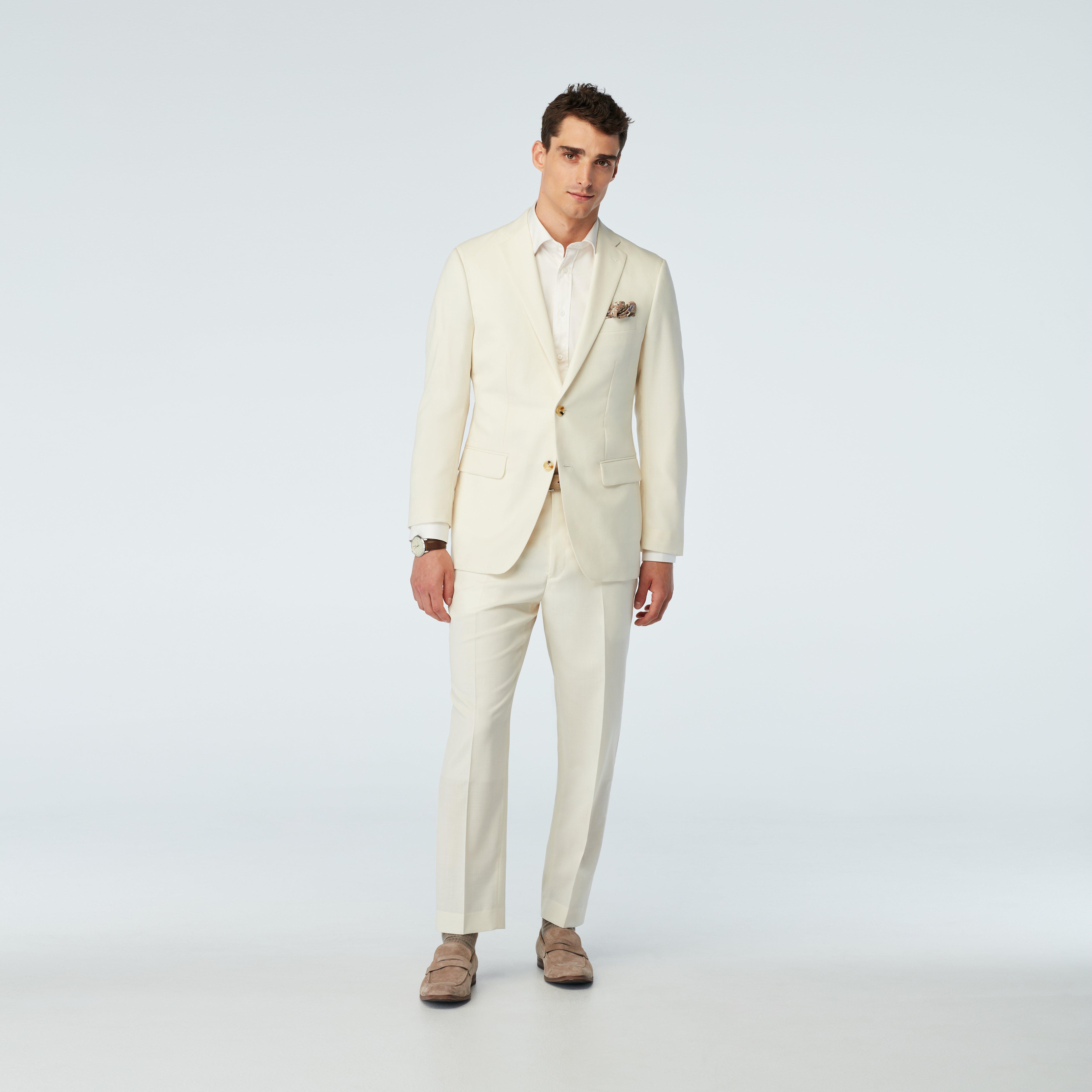 Men's Custom Blazers - Stockport Wool Linen Cream Blazer | INDOCHINO