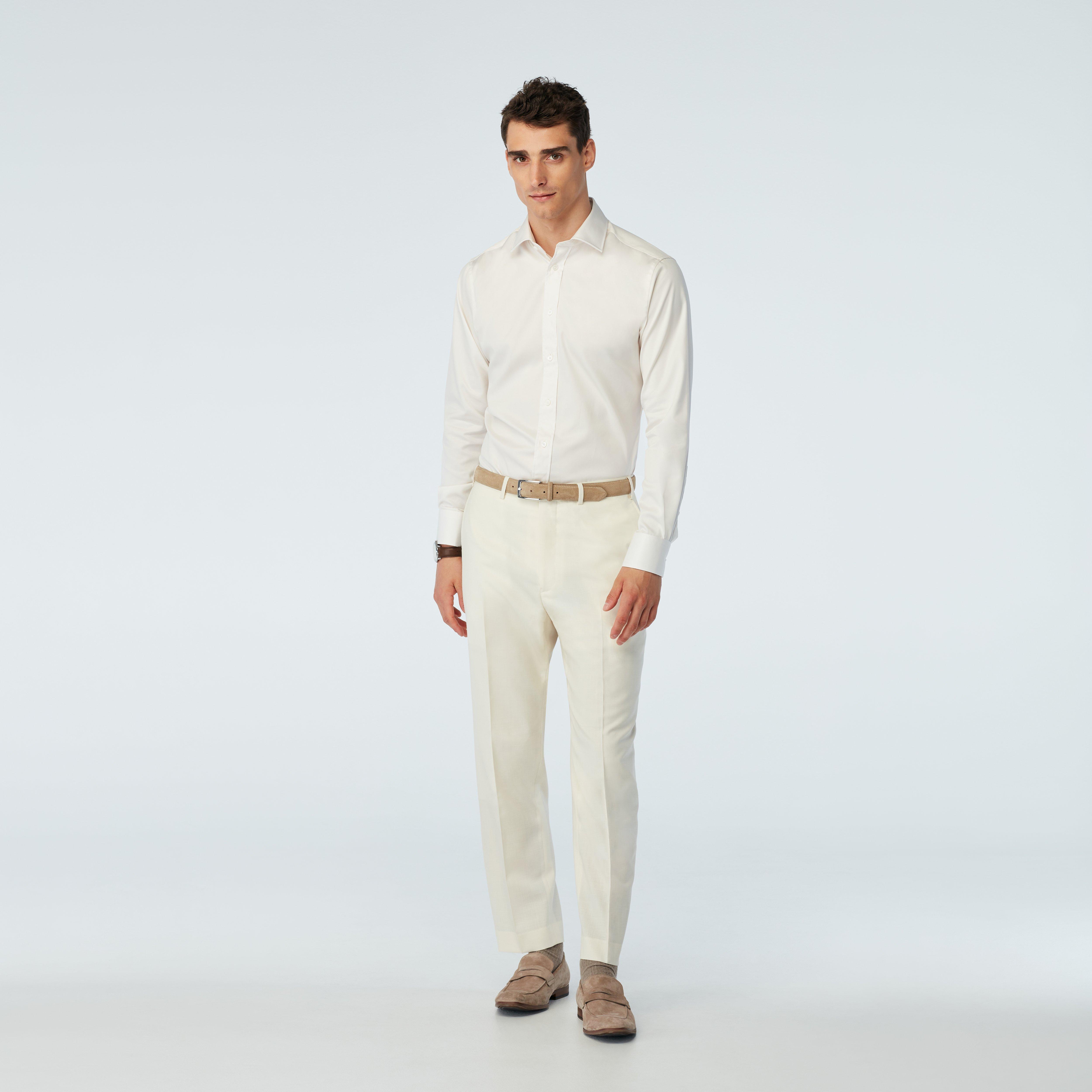 Indochino Men's Custom Stockport Wool Linen Cream Pants
