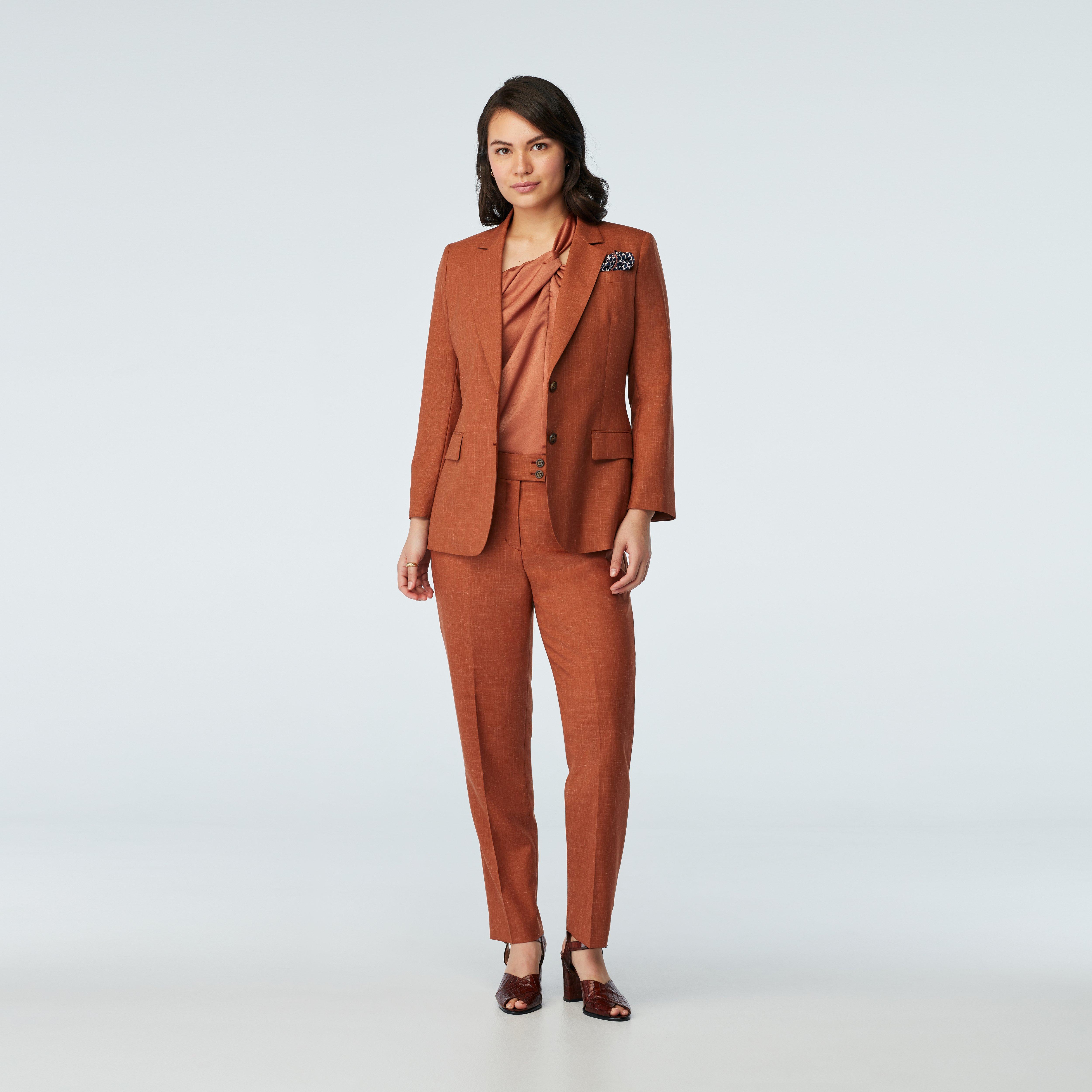 brown dress suit women Indochino Women's Custom Stockport Wool Linen brown formal outfit women