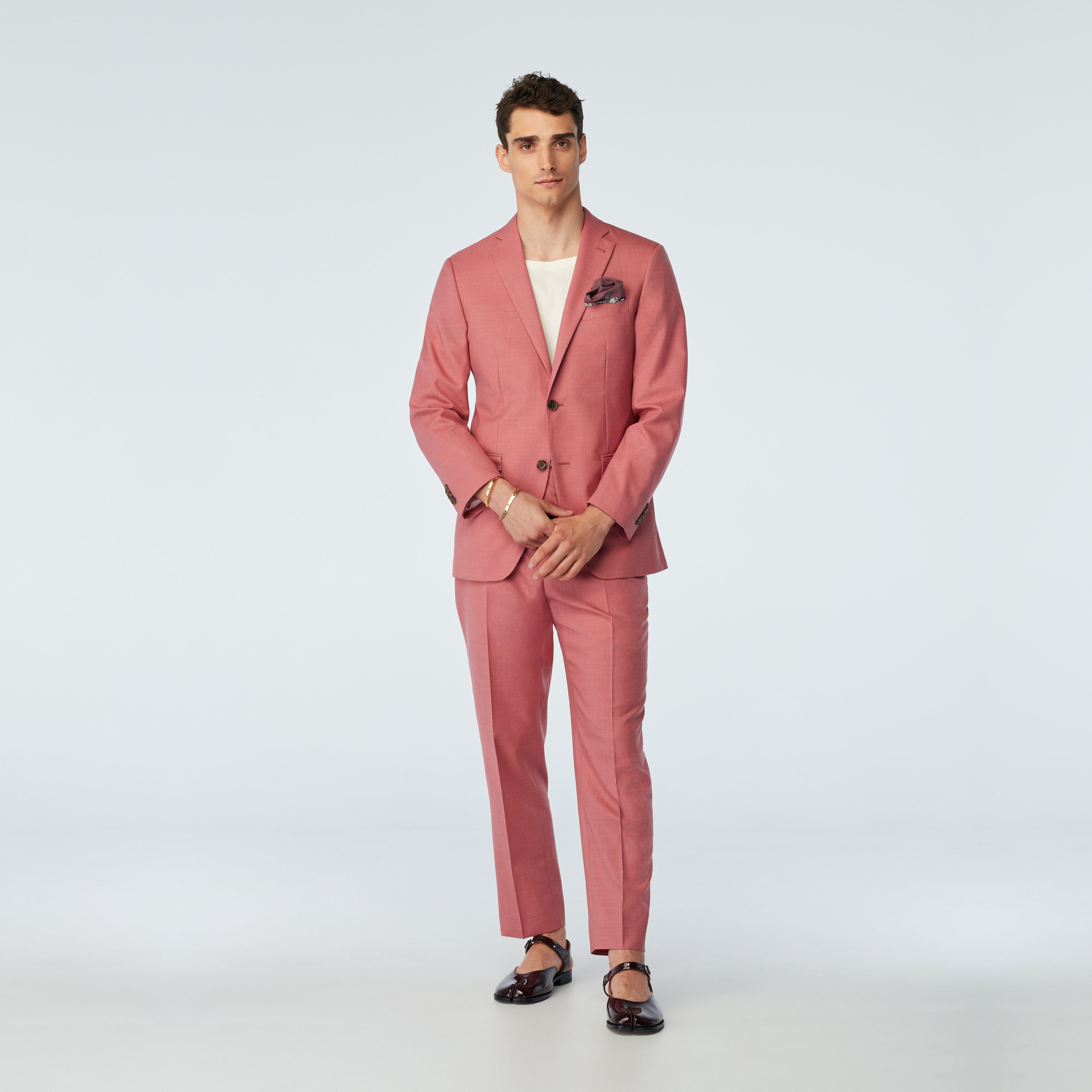 Men's Custom Suits - Stockport Wool Linen Dusty Rose Suit | INDOCHINO