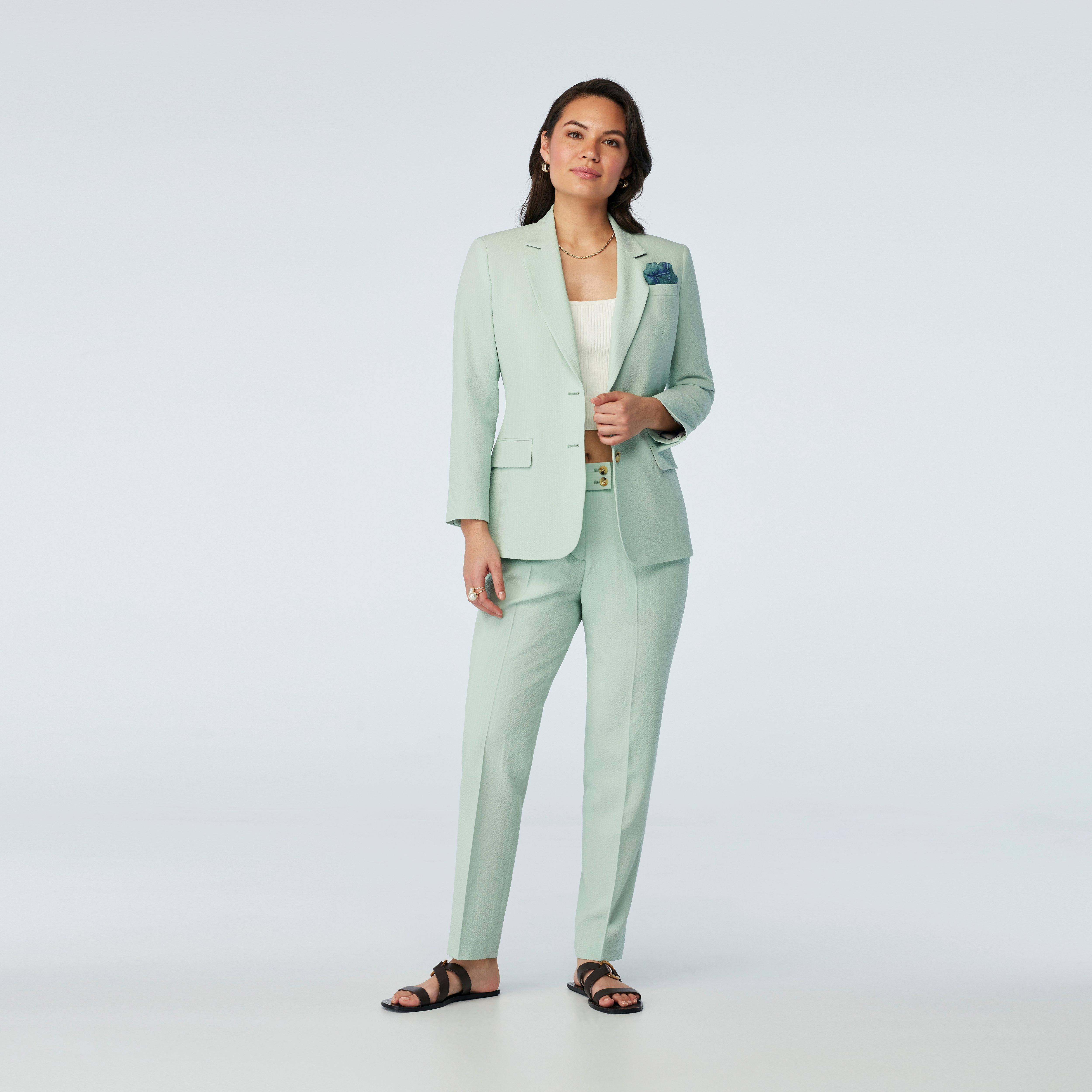 Women s Custom Suits Mondovi Seersucker Light Sage Suit Women INDOCHINO