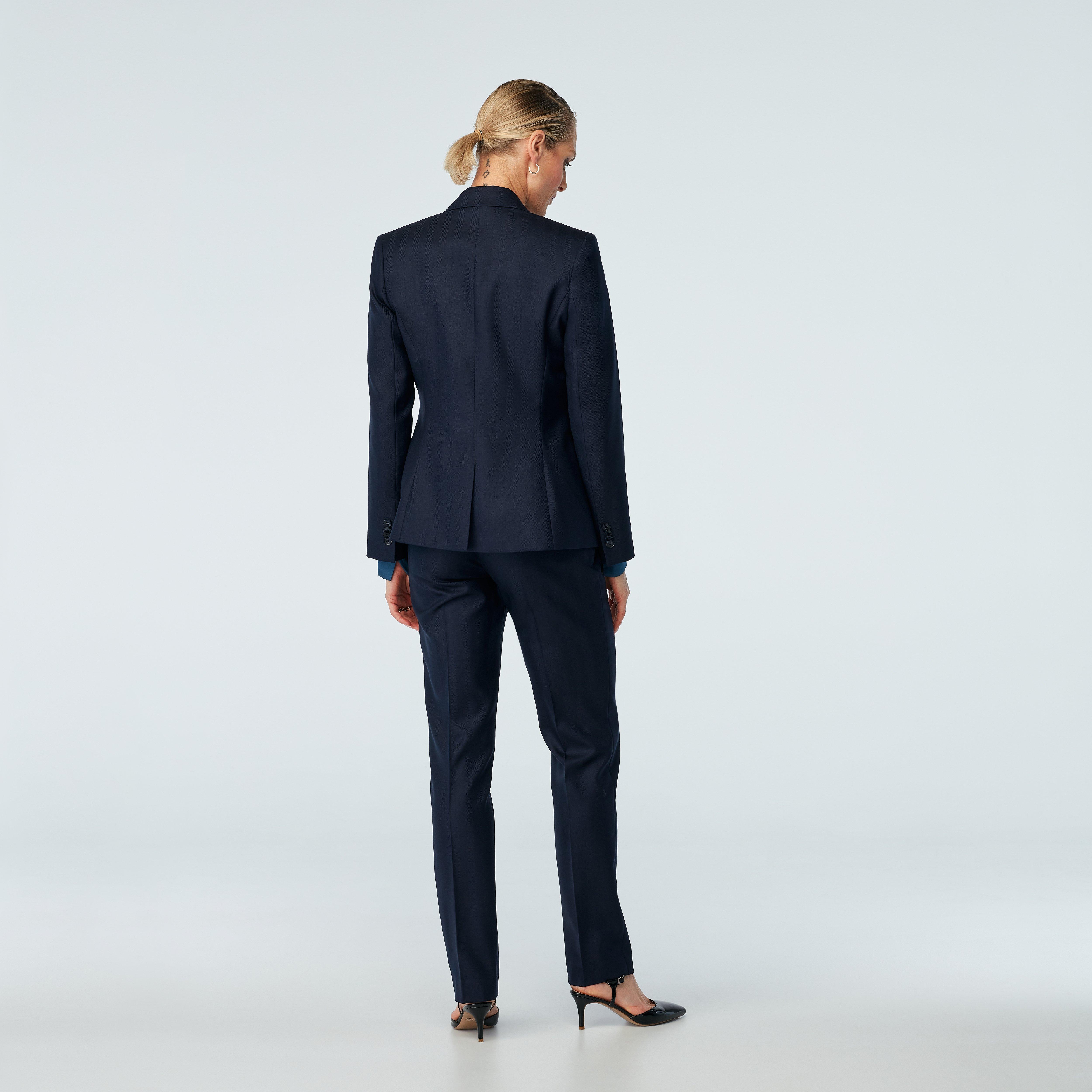 Indochino Women's Custom Modica Herringbone Navy Blazer