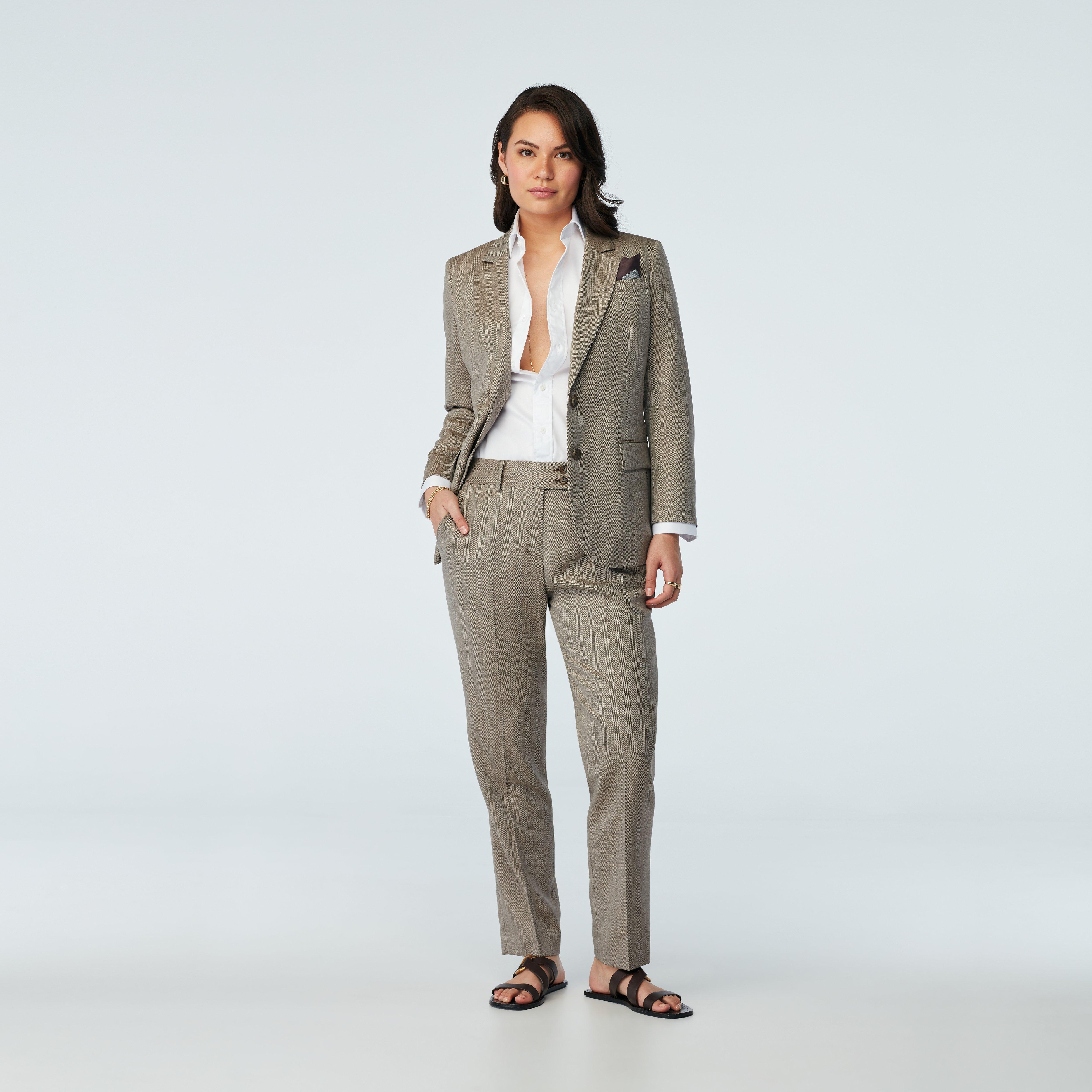 Brown suit women - Modica Solid Design from Italian Indochino Collection