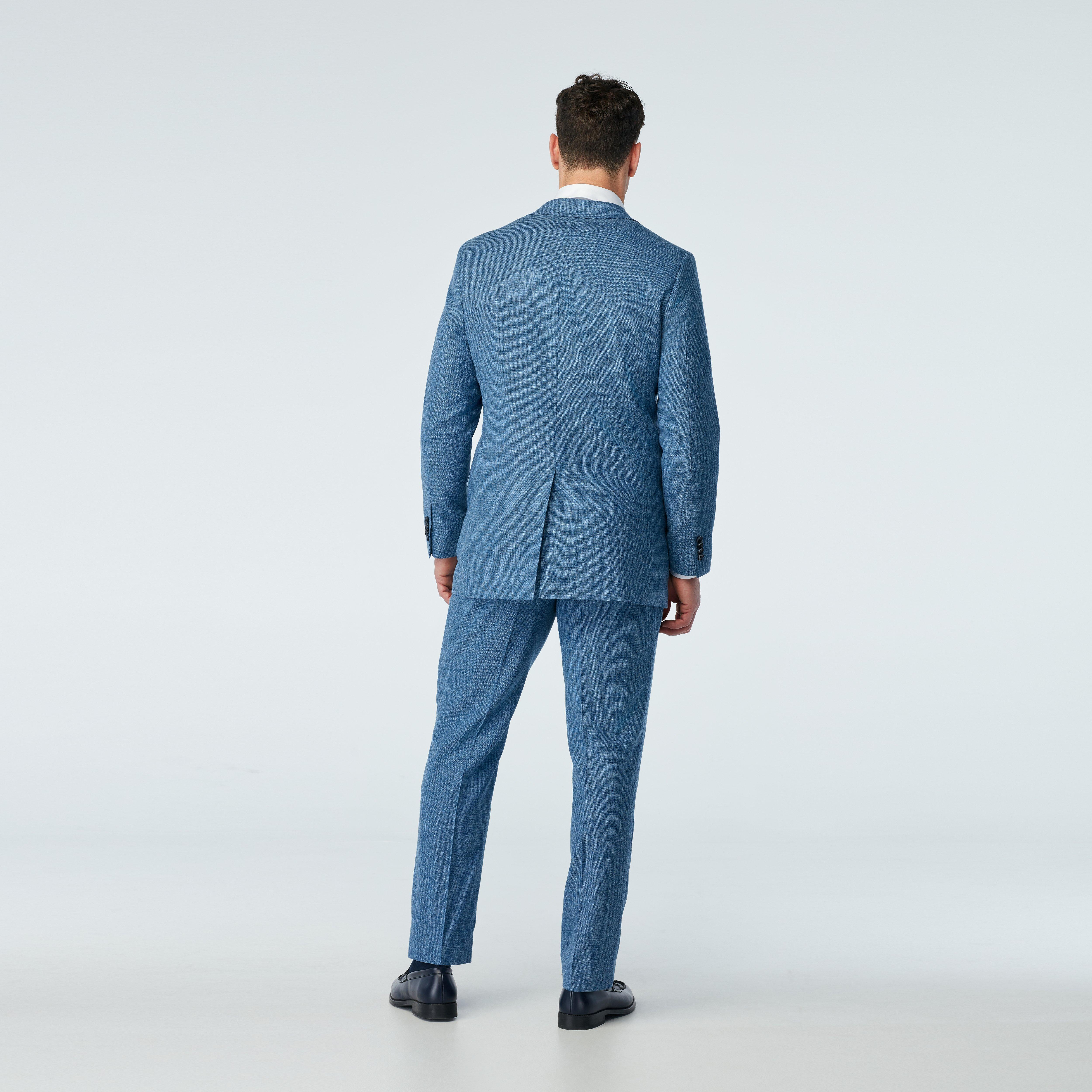 Men's Custom Blazers - Marche Wool Blend Stretch Blue Blazer | INDOCHINO