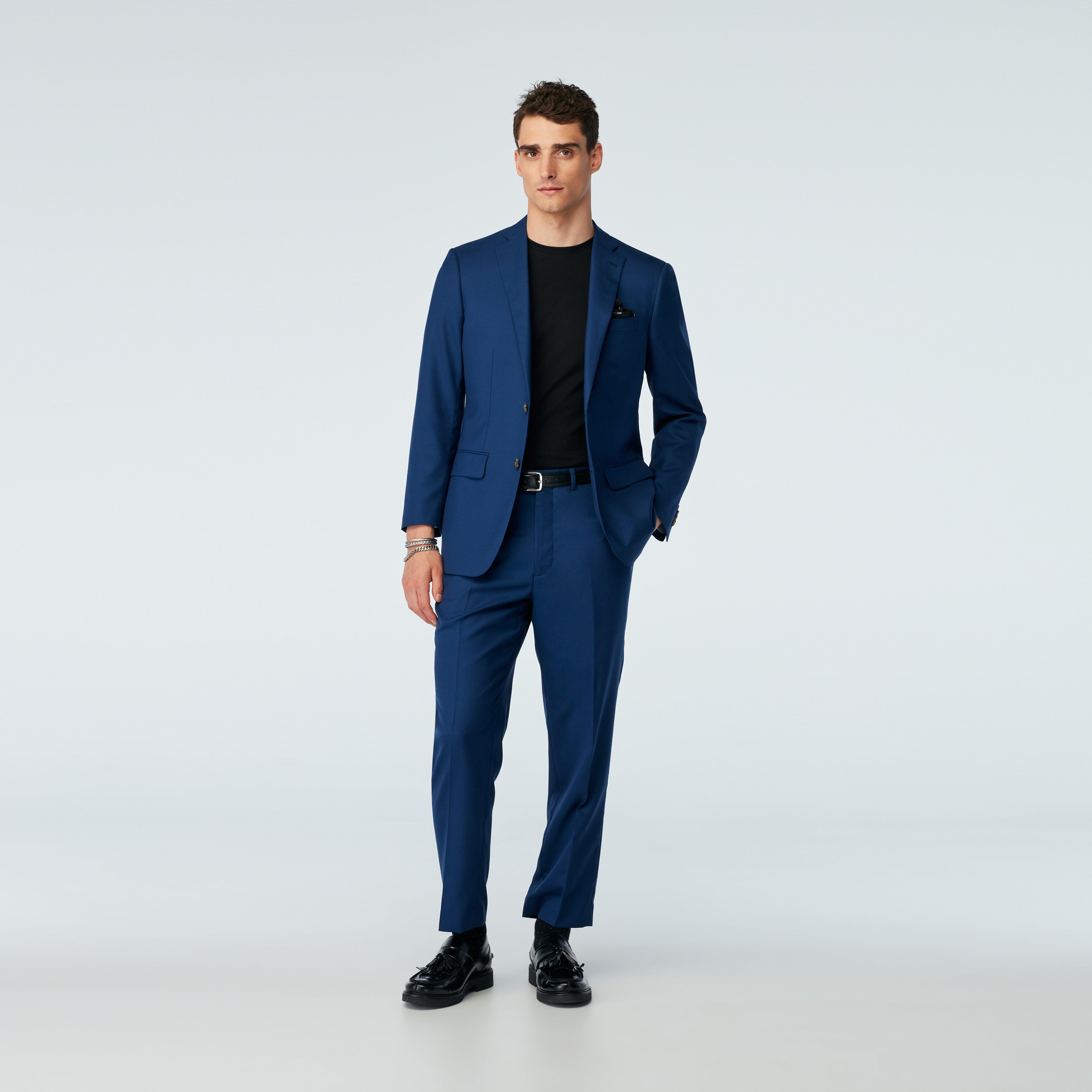 Men's Custom Suits - Odell Wool Silk Blue Suit | INDOCHINO