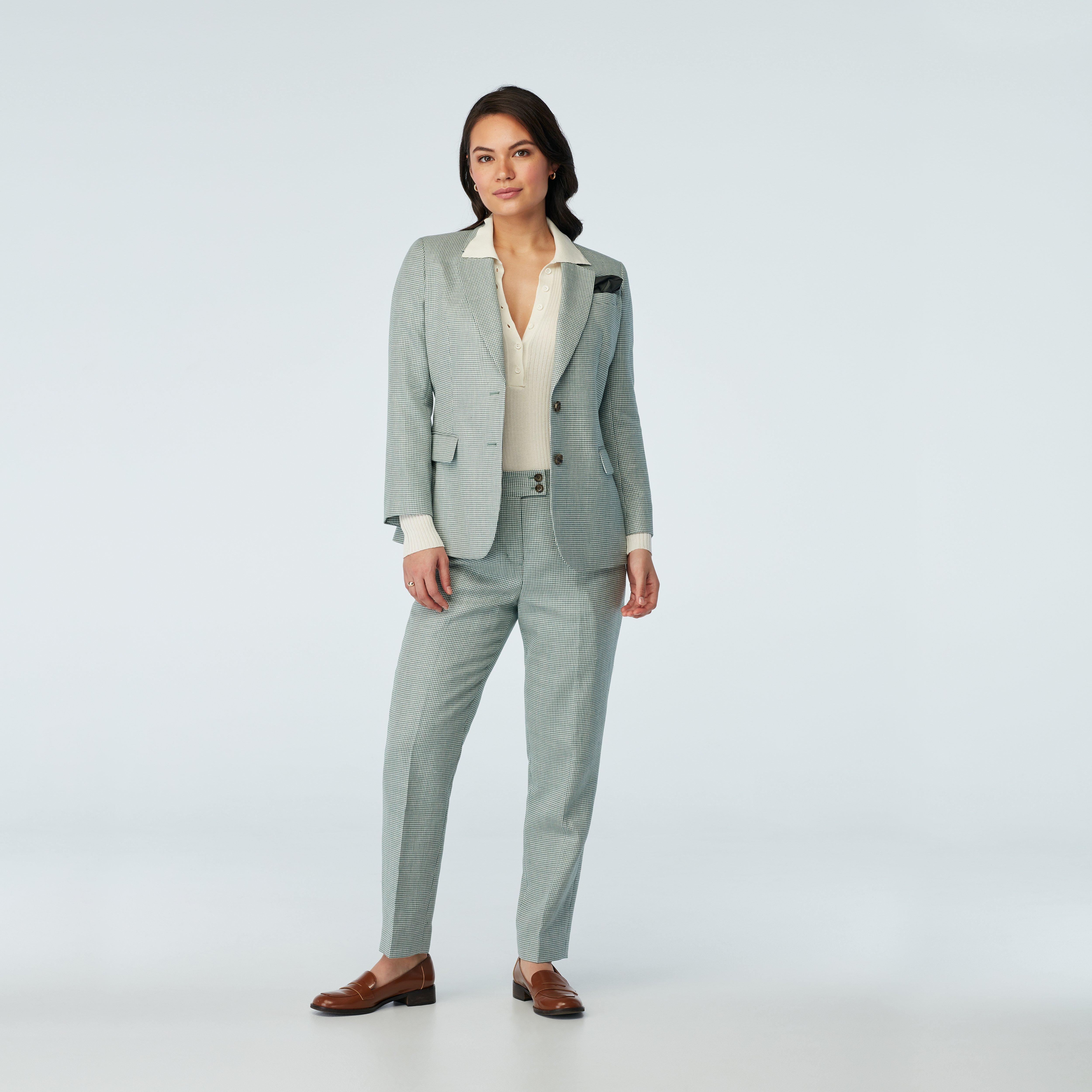 Teal blazer women - Ockbrook Houndstooth Design from Spring / Summer Indochino Collection