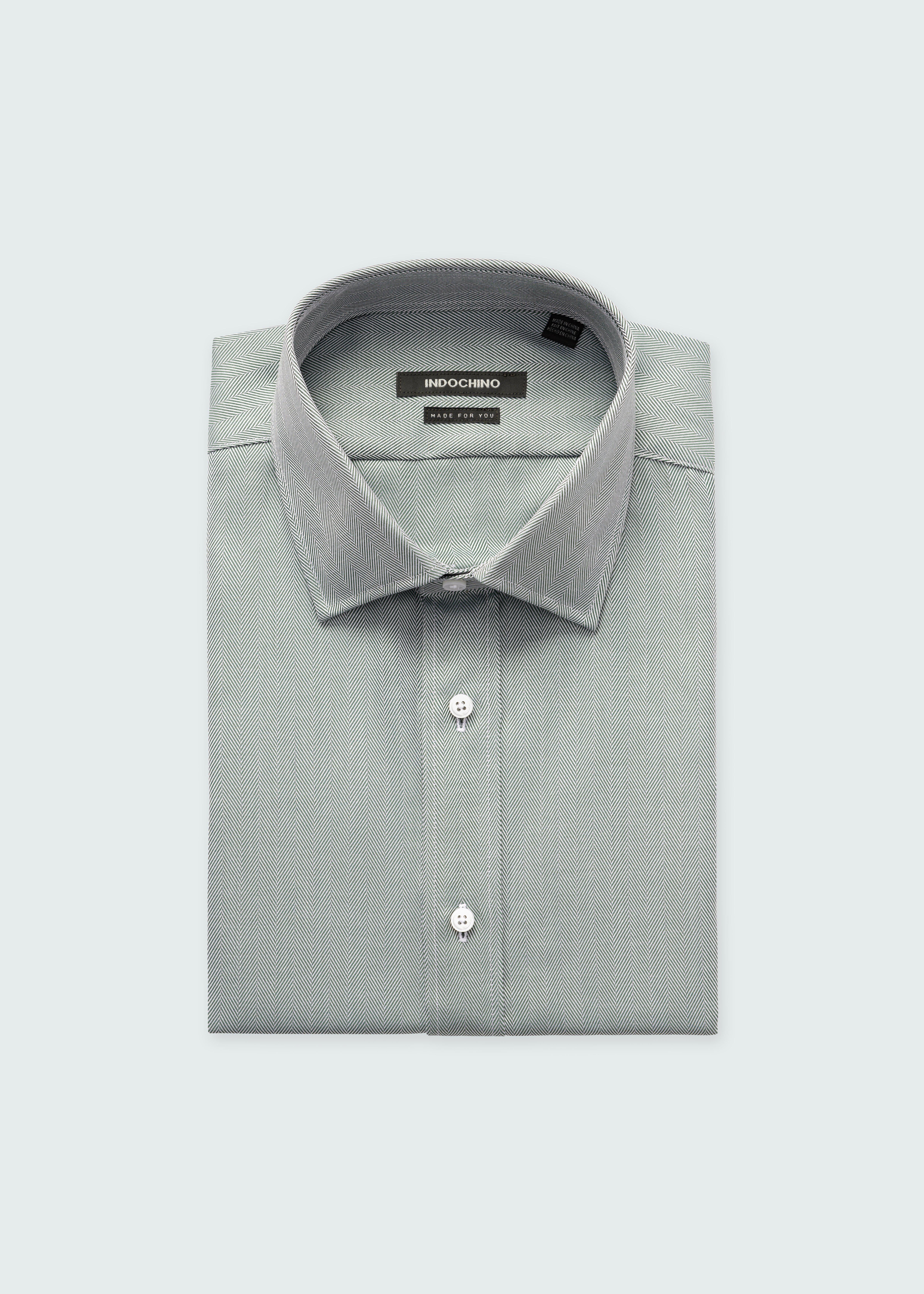 Green shirt - Hyde Herringbone Design from Luxury Indochino Collection