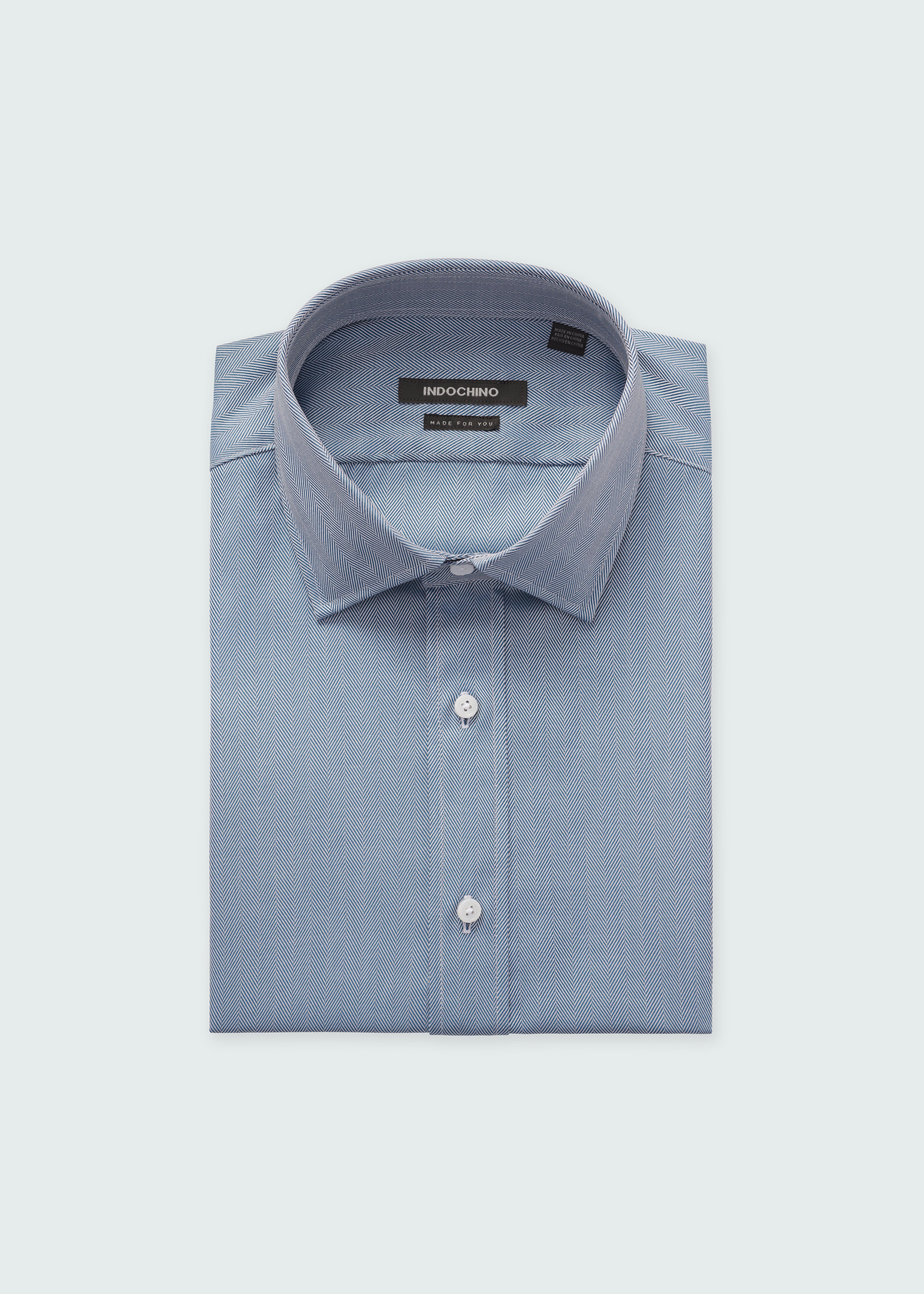 Blue shirt - Hyde Herringbone Design from Luxury Indochino Collection