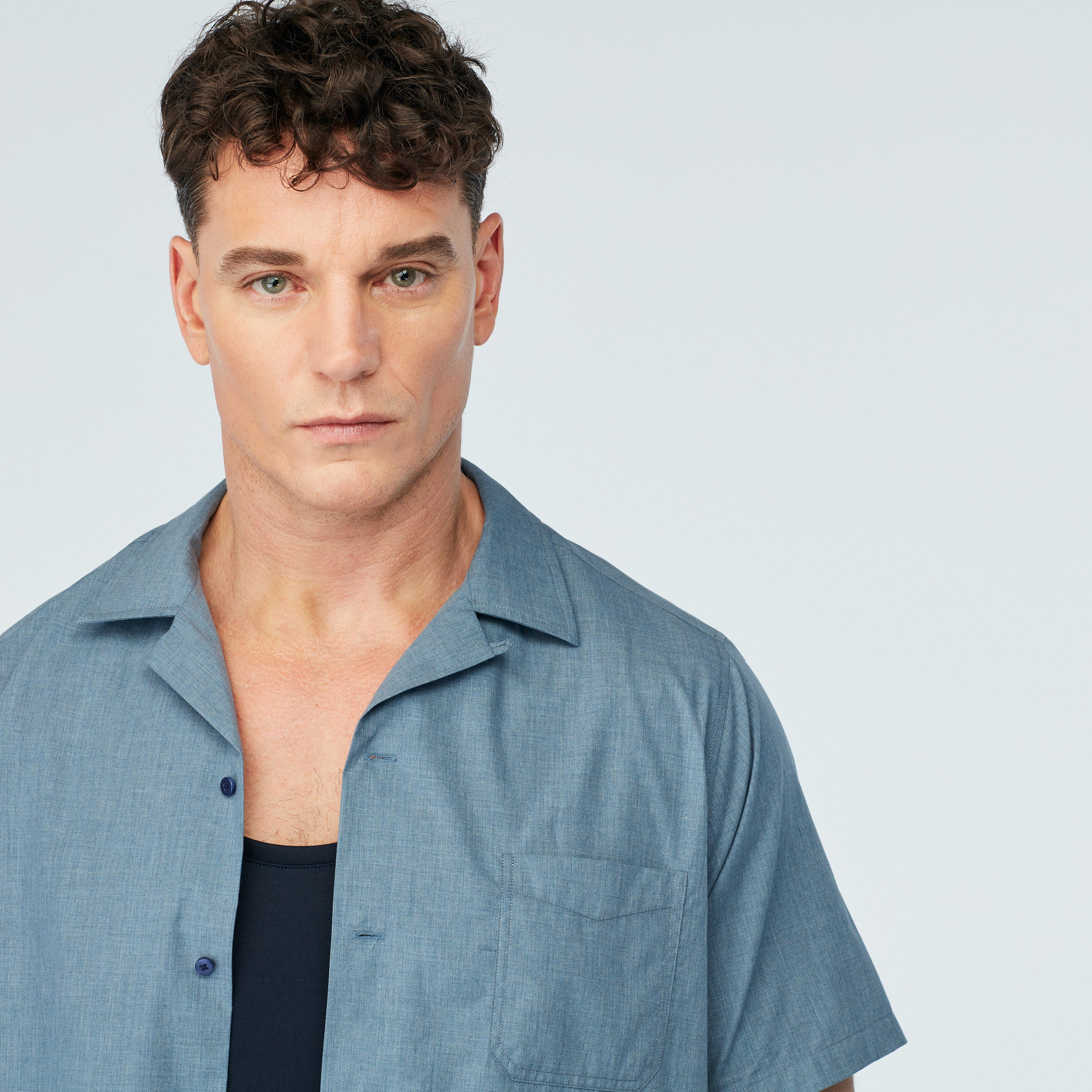 Product thumbnail 3 Blue campshirt - Ospringe Solid Design from Spring / Summer Indochino Collection