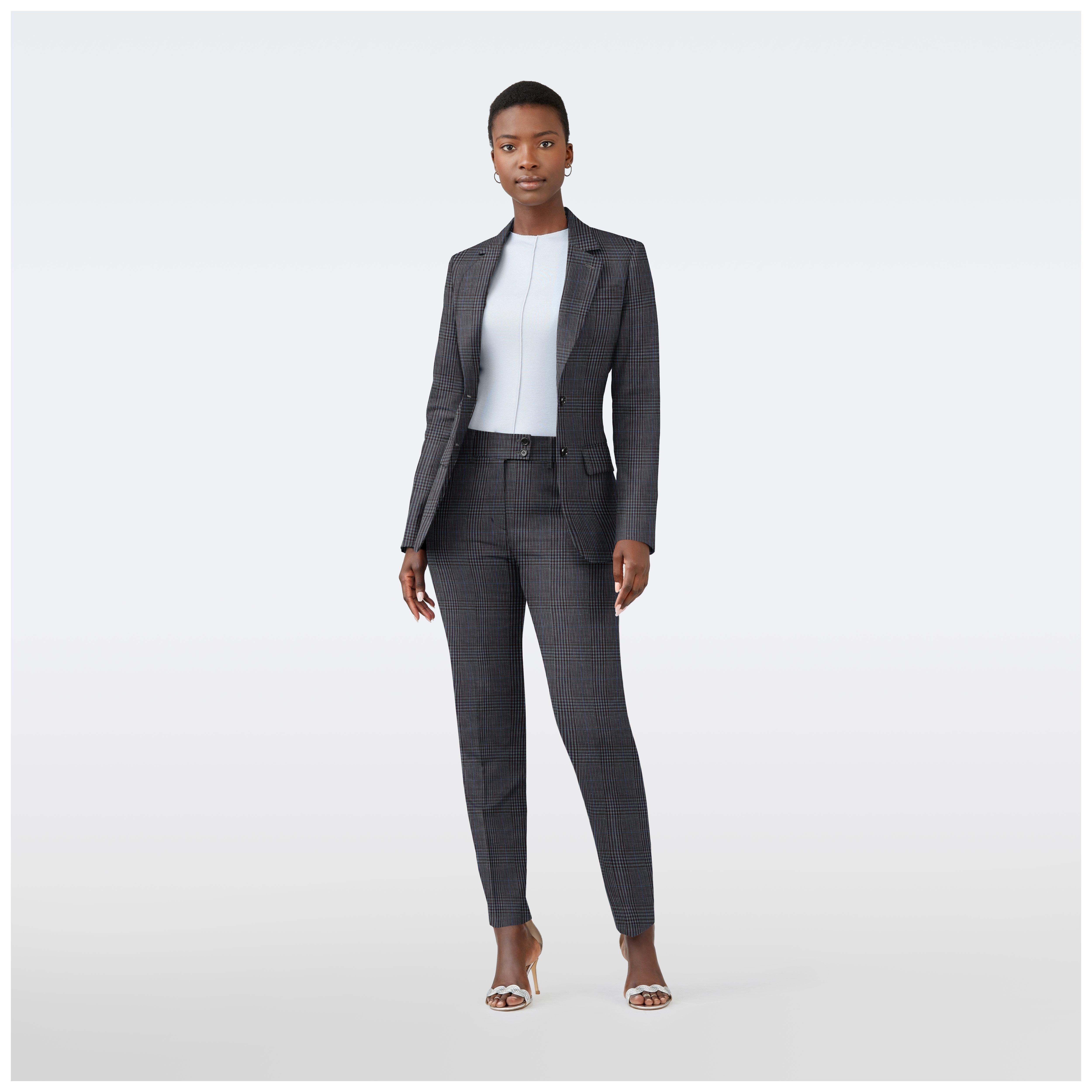 Teal blazer women - Milano Checked Design from Italian Indochino Collection