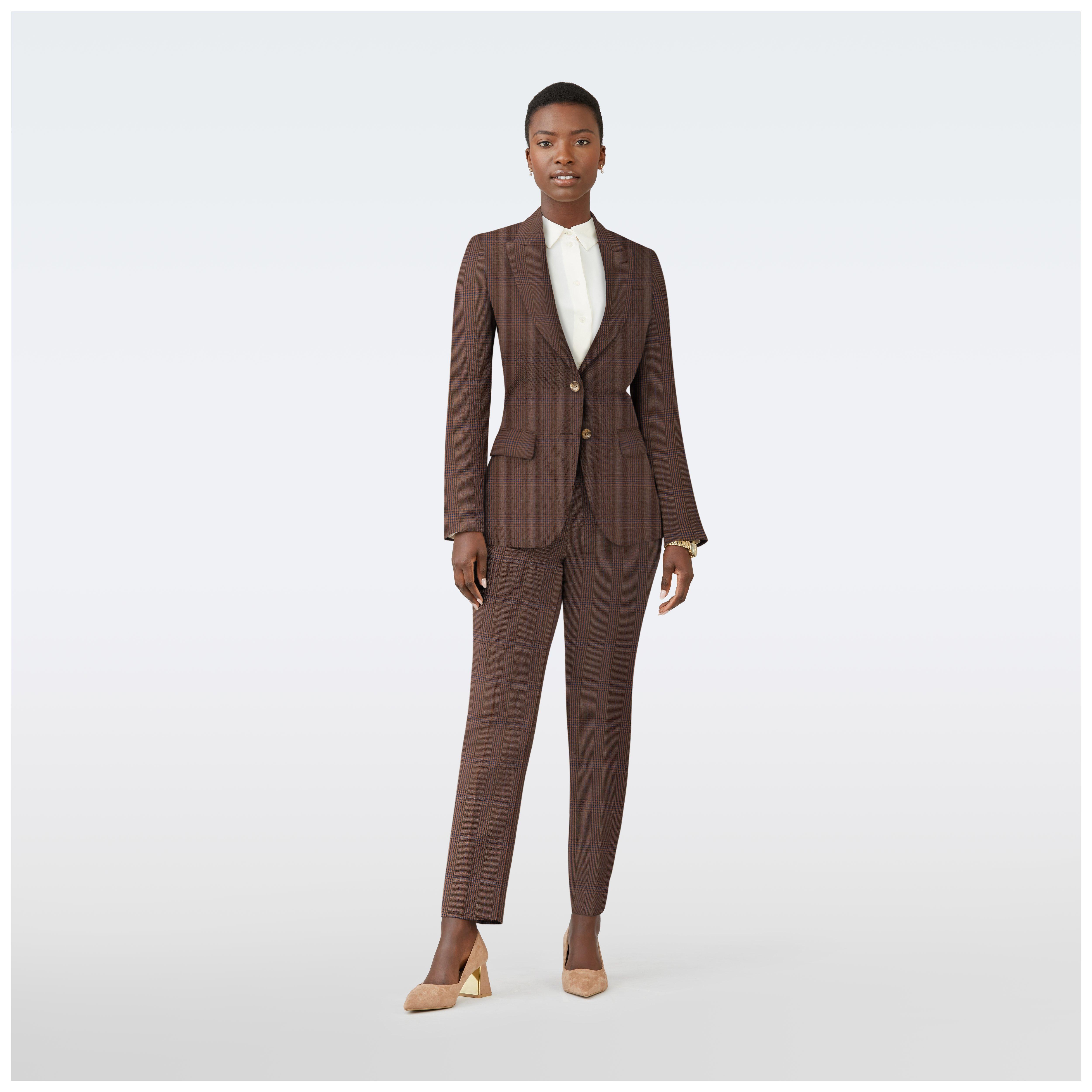 Brown blazer women - Milano Checked Design from Italian Indochino Collection