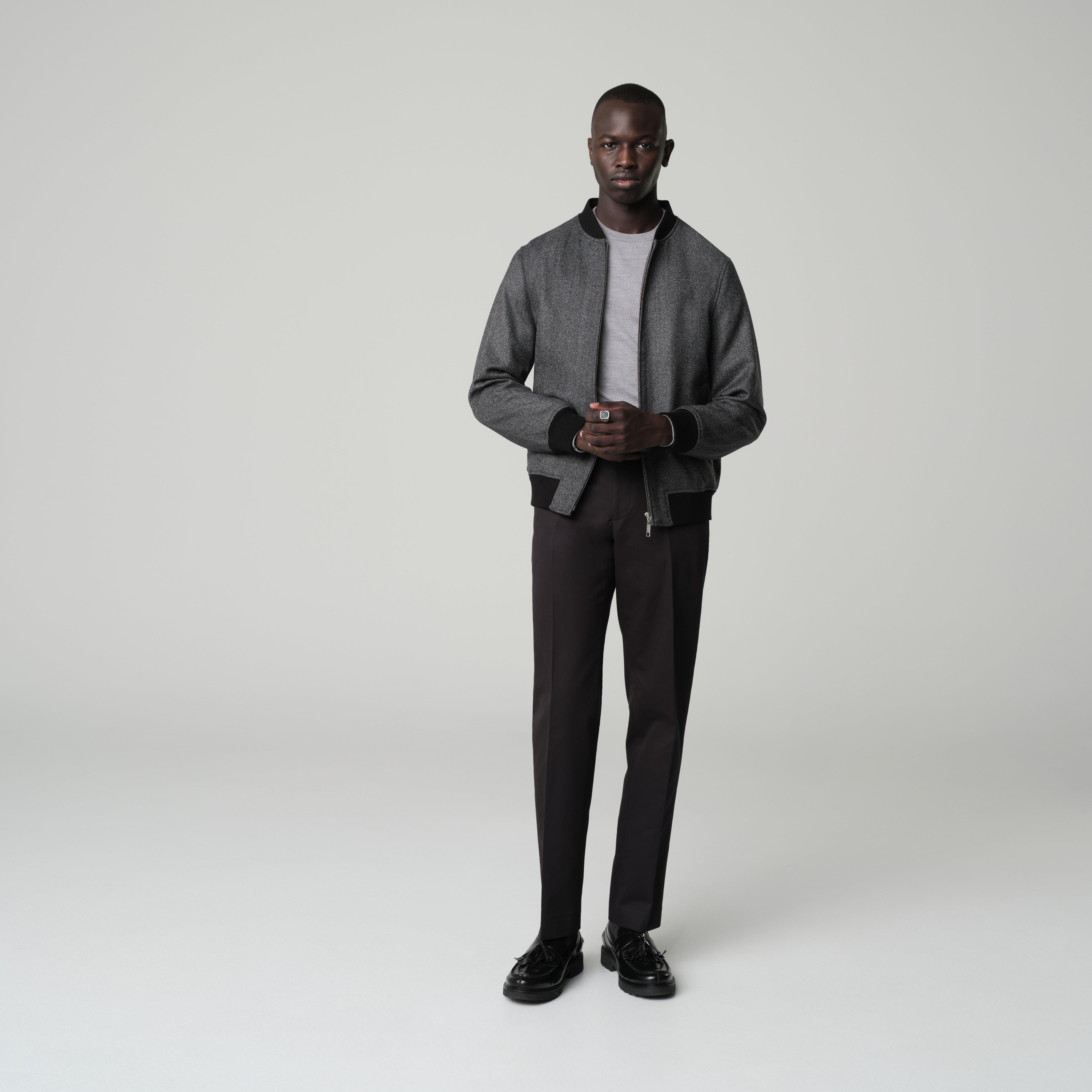 ジャケット・アウター Herringbone Work Bomber short Jac Gray Men's Bomber Jackets - Heartford Herringbone Light Gray Bomber