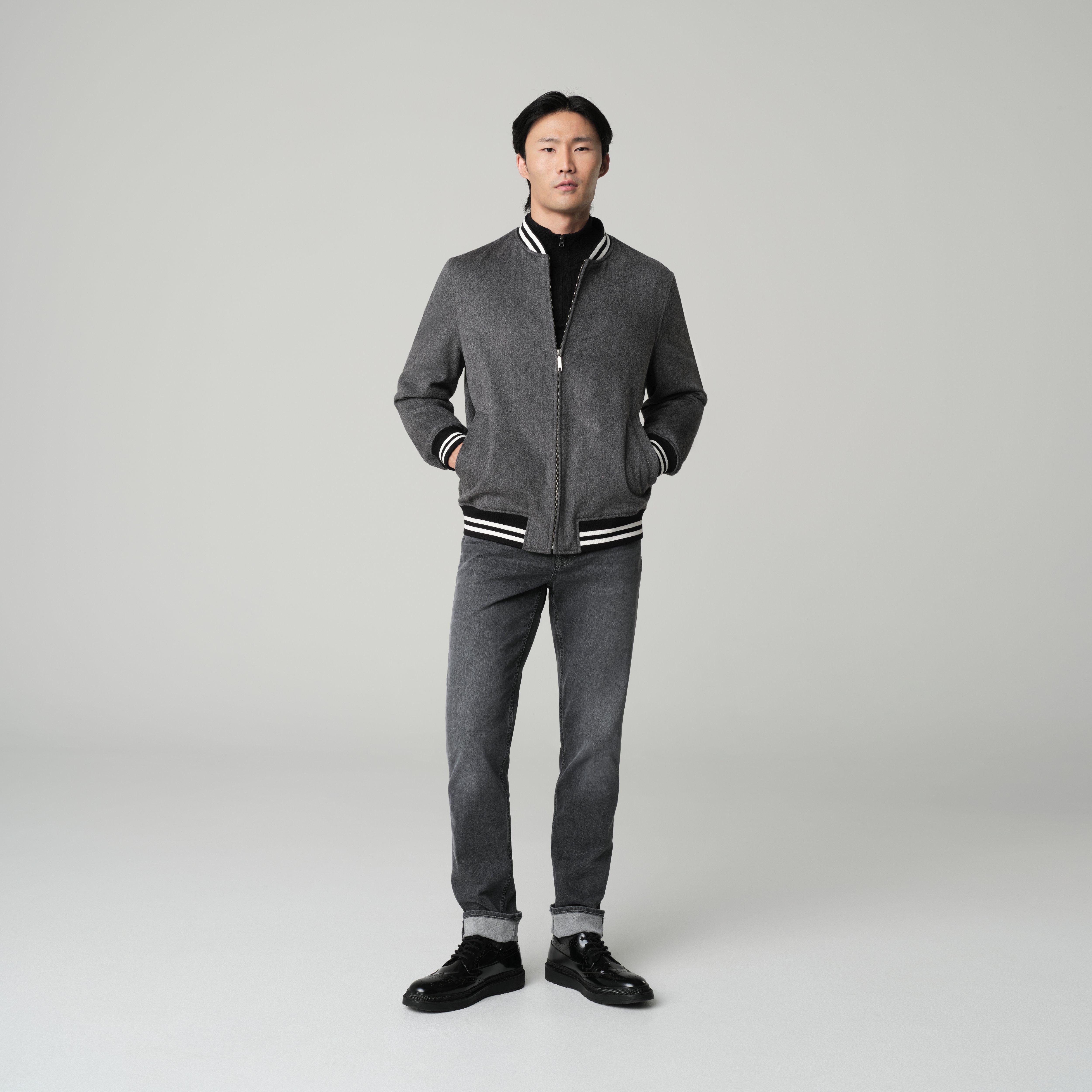 Gray bomberjacket - Varsity Solid Design from Premium Indochino Collection
