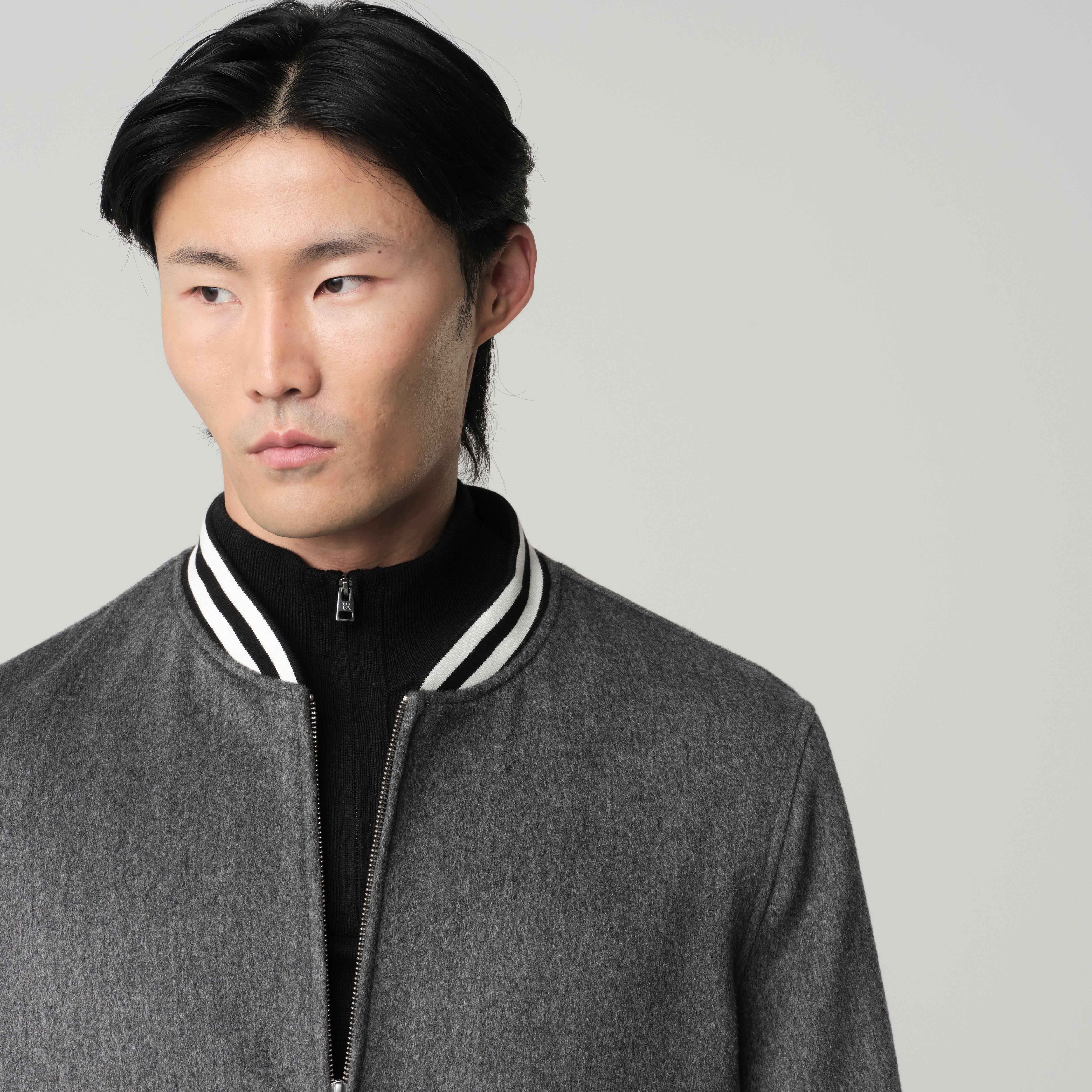 Product thumbnail 4 Gray bomberjacket - Varsity Solid Design from Premium Indochino Collection