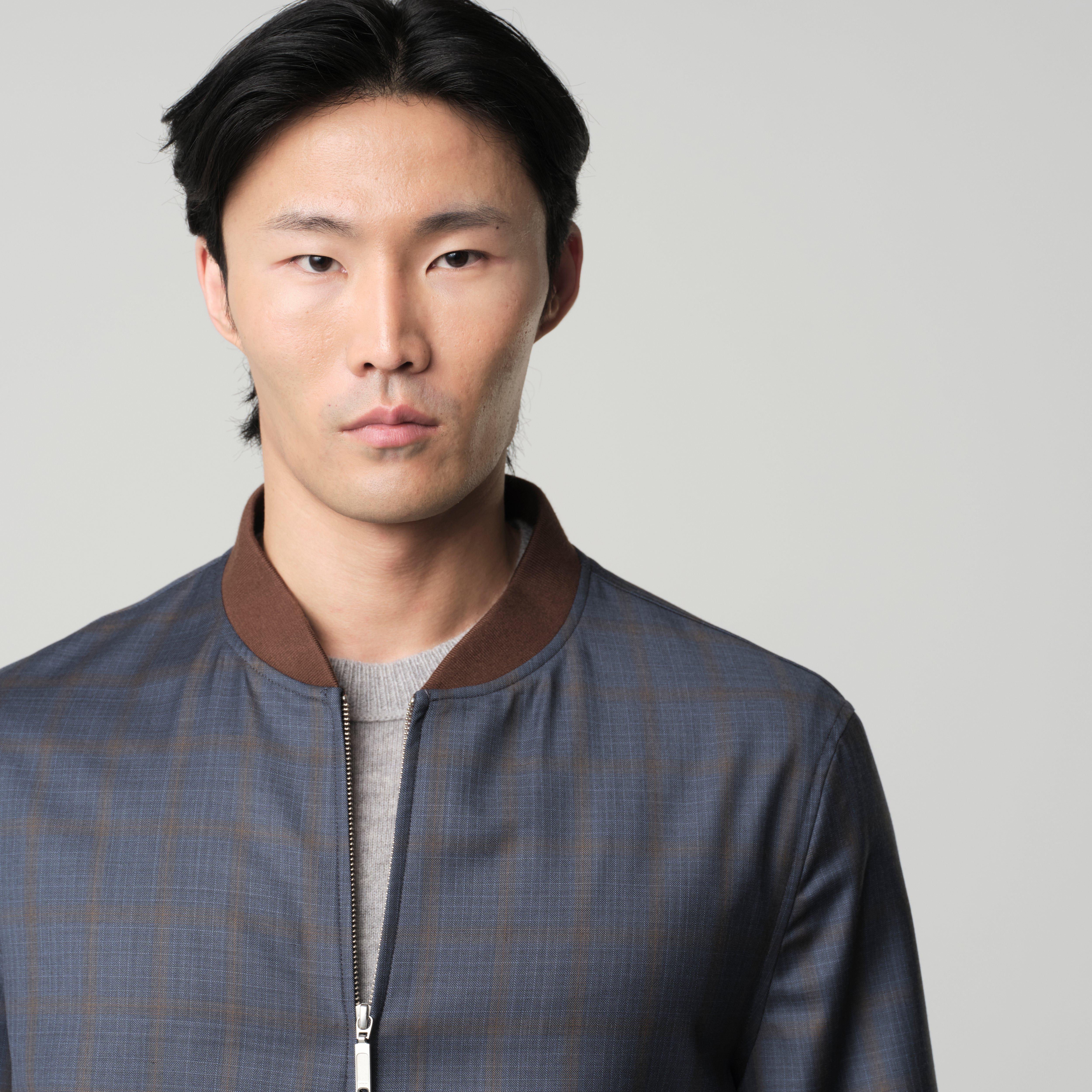 Product thumbnail 4 Blue bomberjacket - Paxton Checked Design from Premium Indochino Collection