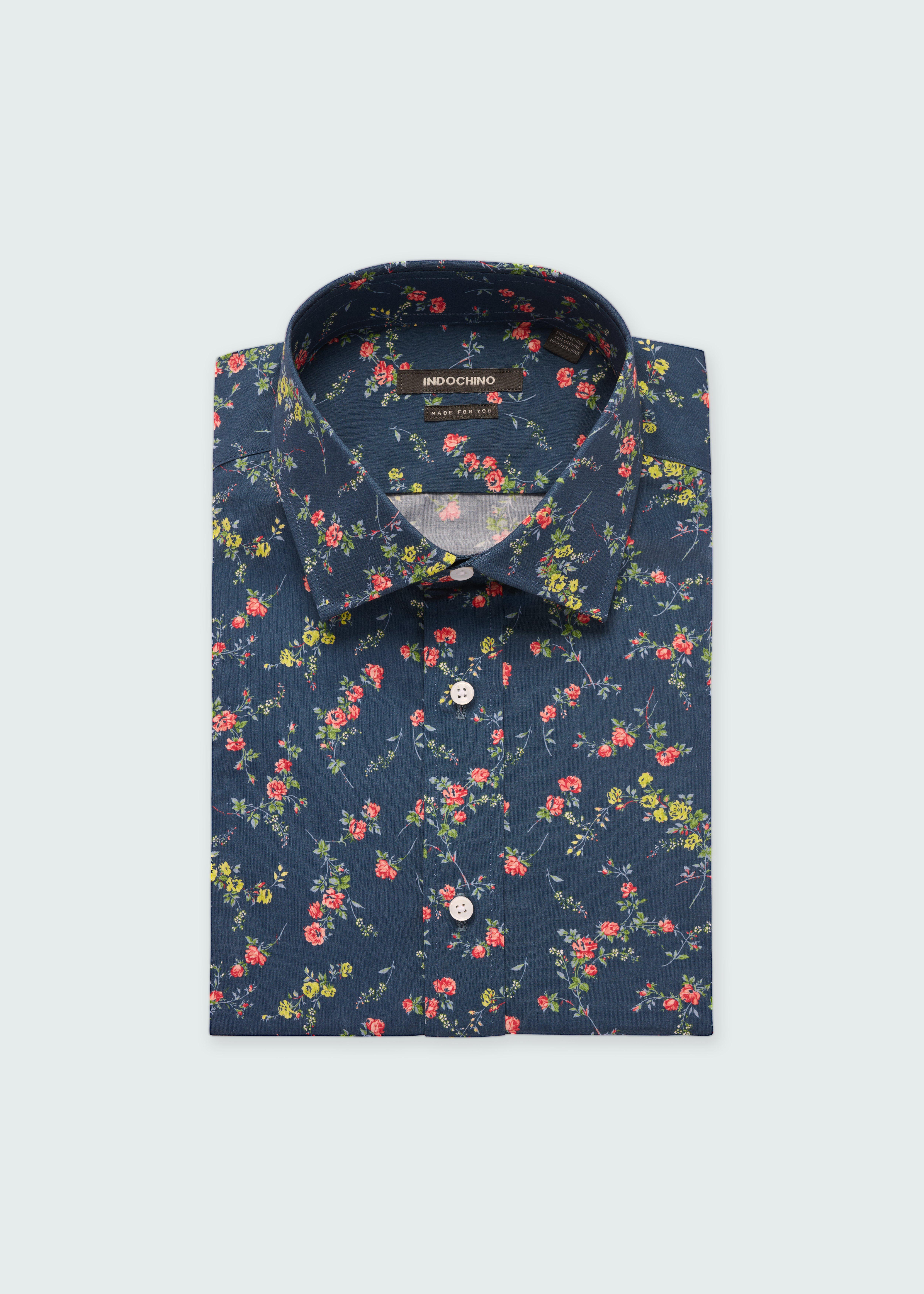 mens blue floral dress shirt London Print Navy Proper cloth Mel arcane white dress nw western clothing Select Shoe Size:48