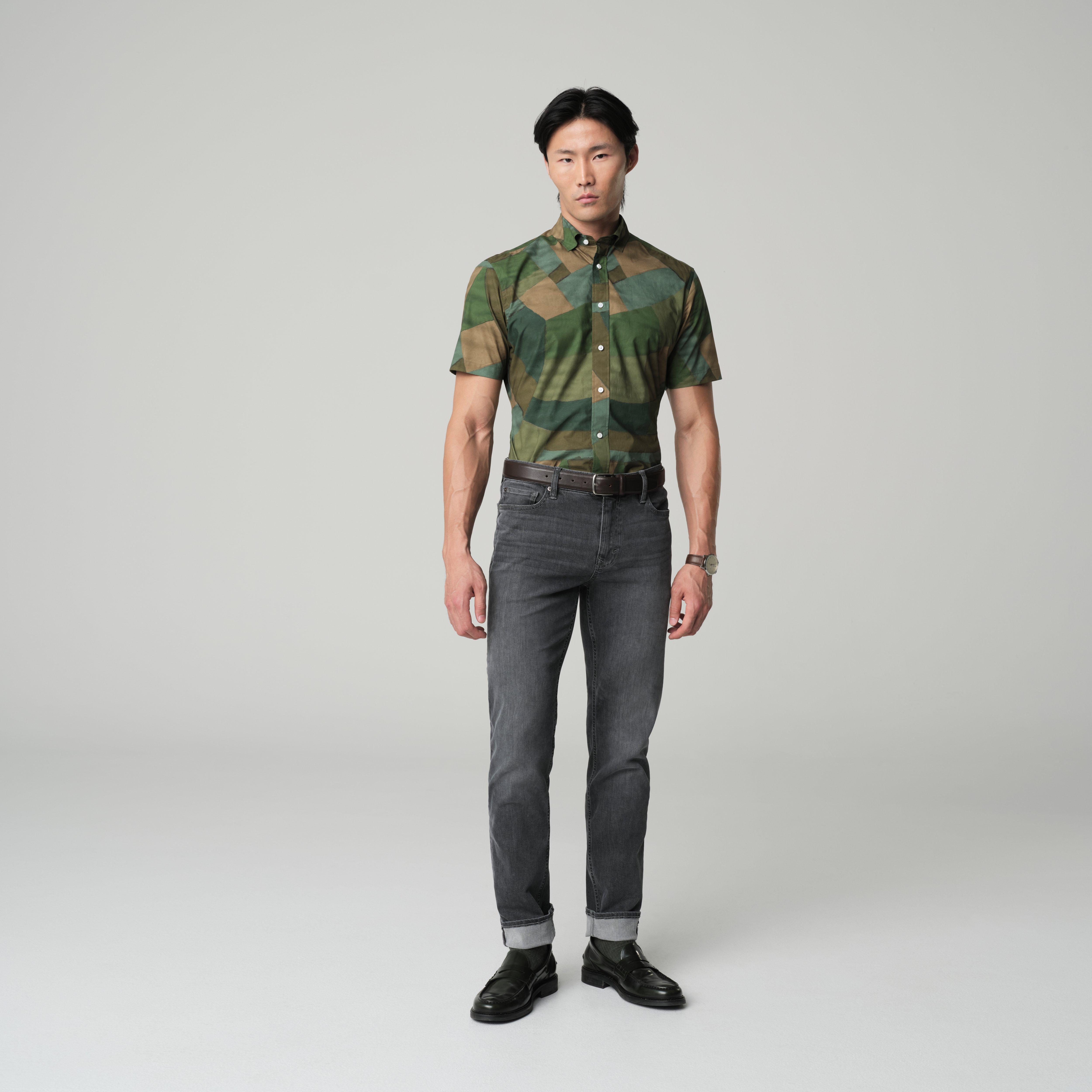 Olive shirt - London Print Design from Indochino Collection