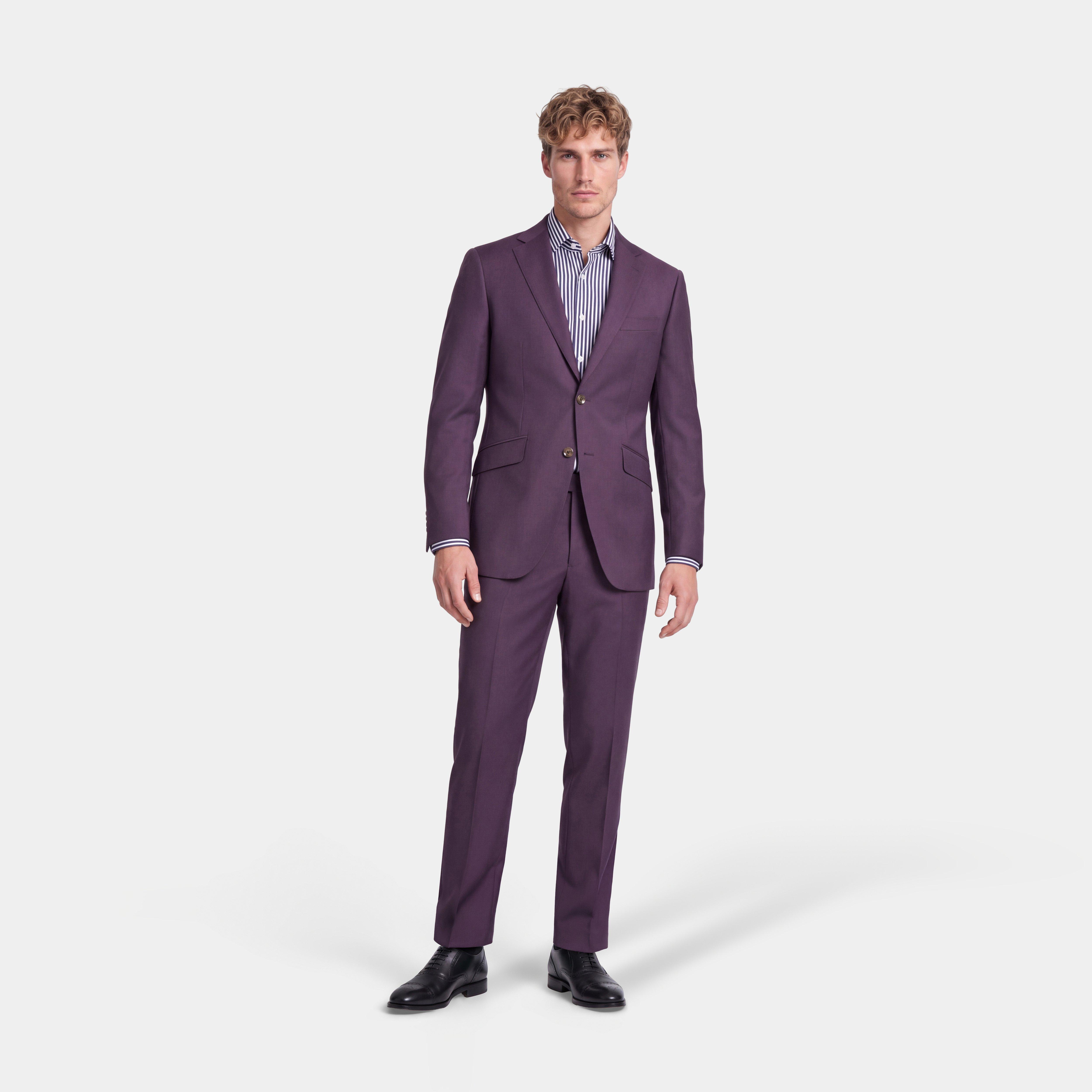 lavender dress shirt with grey suit Indochino Men's Custom Highbridge Midnight Plum Purple TWP
