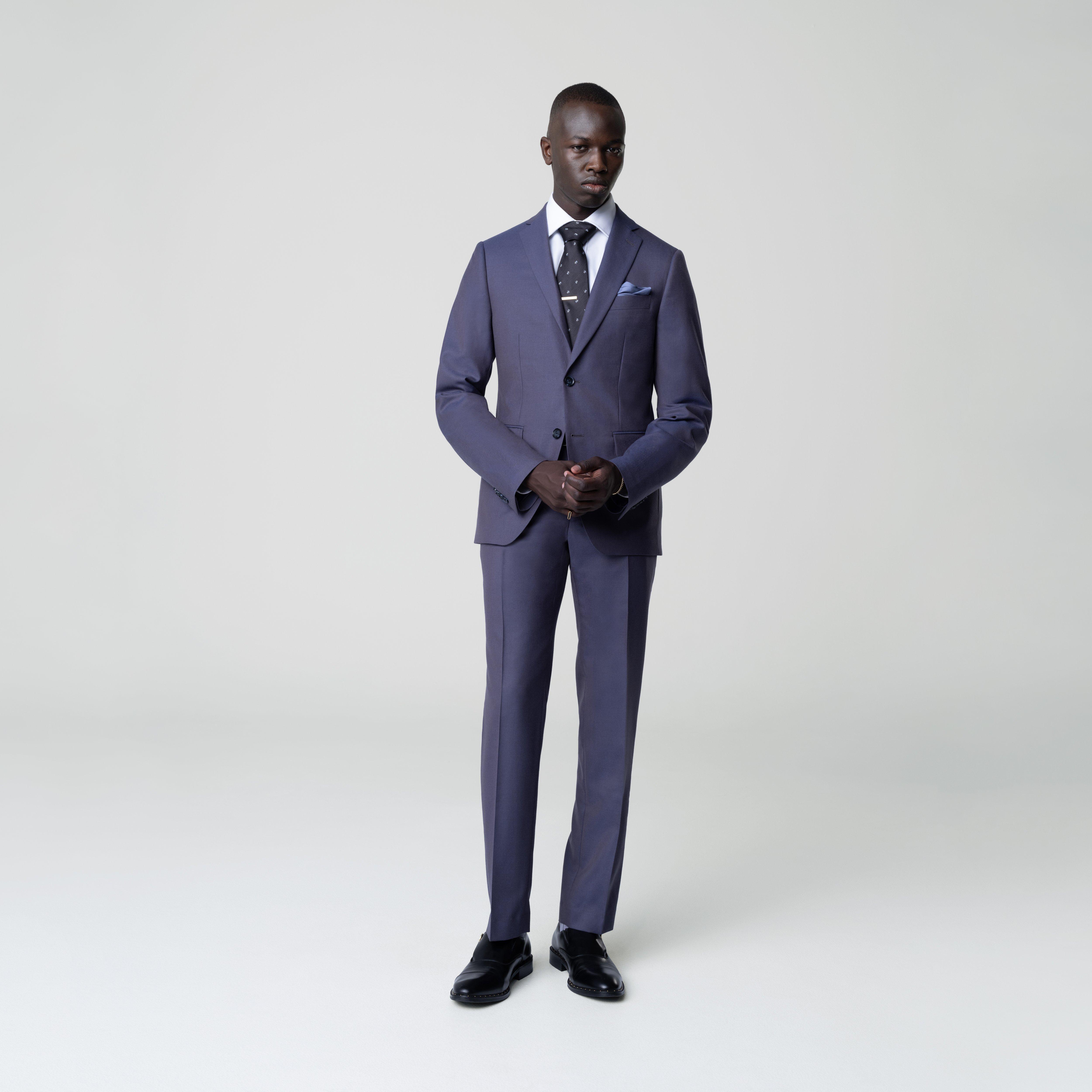 Men's Custom Suits - Hoxton Wool Silk Flannel Midnight Plum