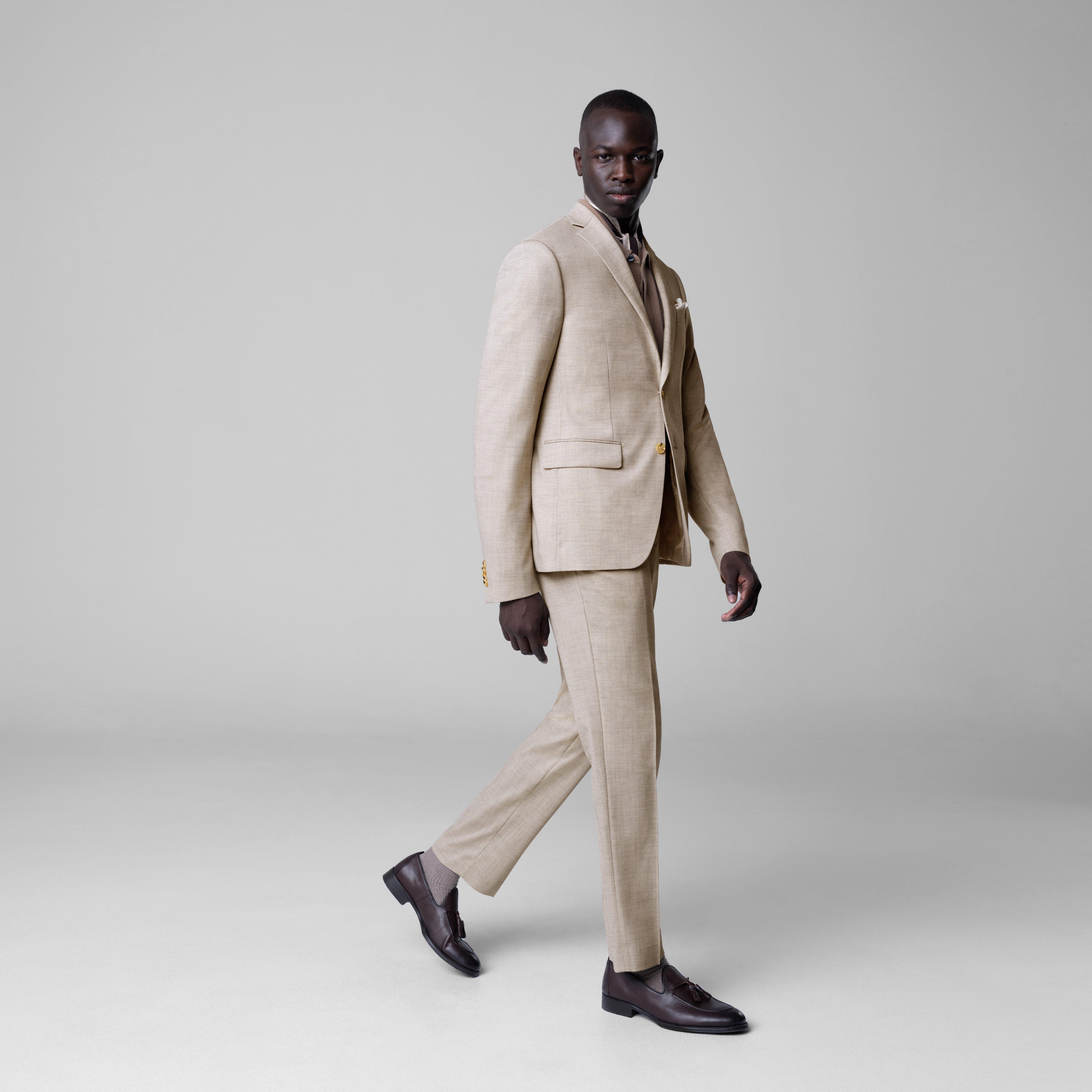 Men's Custom Suits - Parkhill Pindot Cream Suit | INDOCHINO