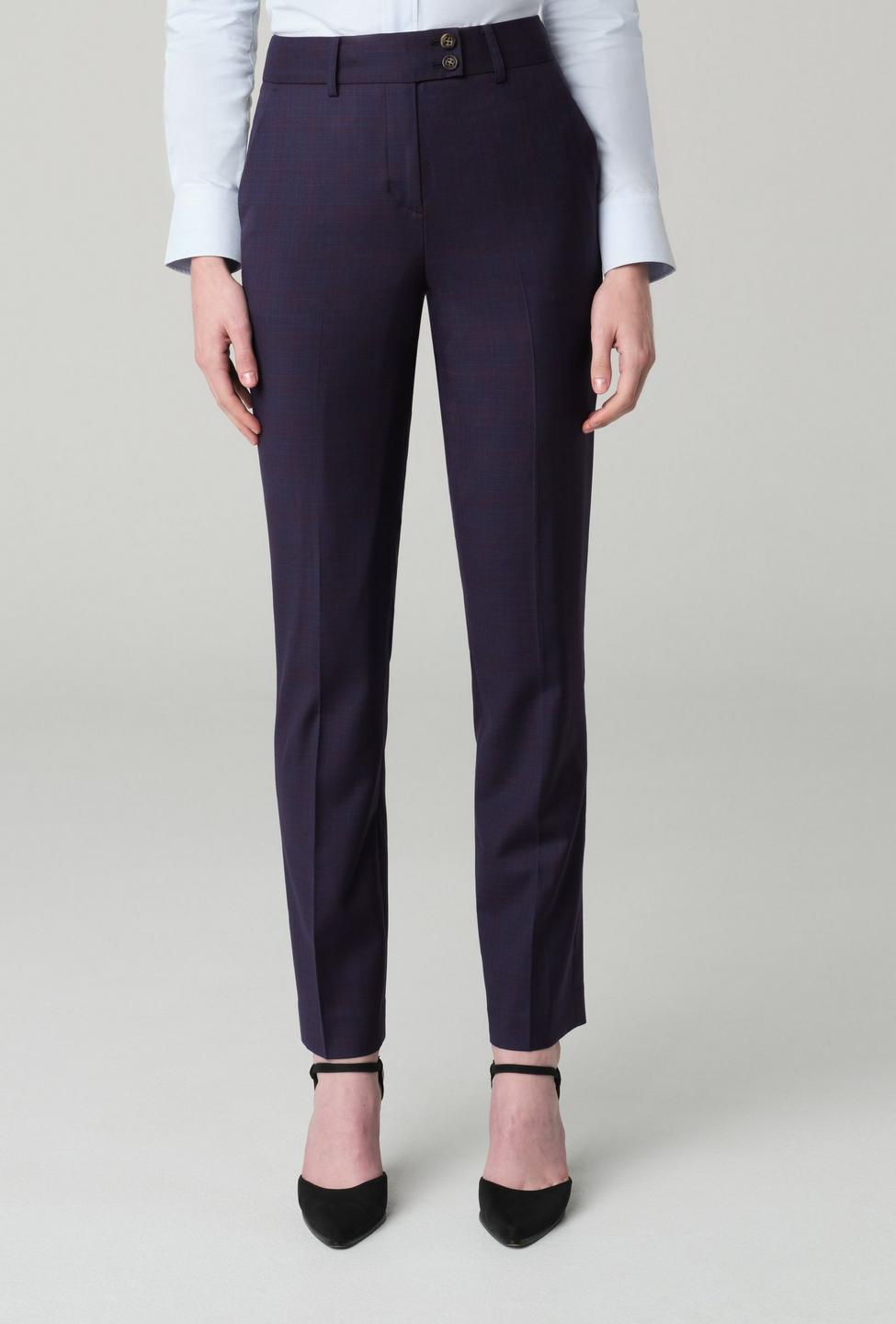 Indochino Women's Custom Paxton Glen Check Burgundy Pants | 100% Wool Indochino Women's Custom Paxton Glen Check Burgundy Pants | 100% Wool