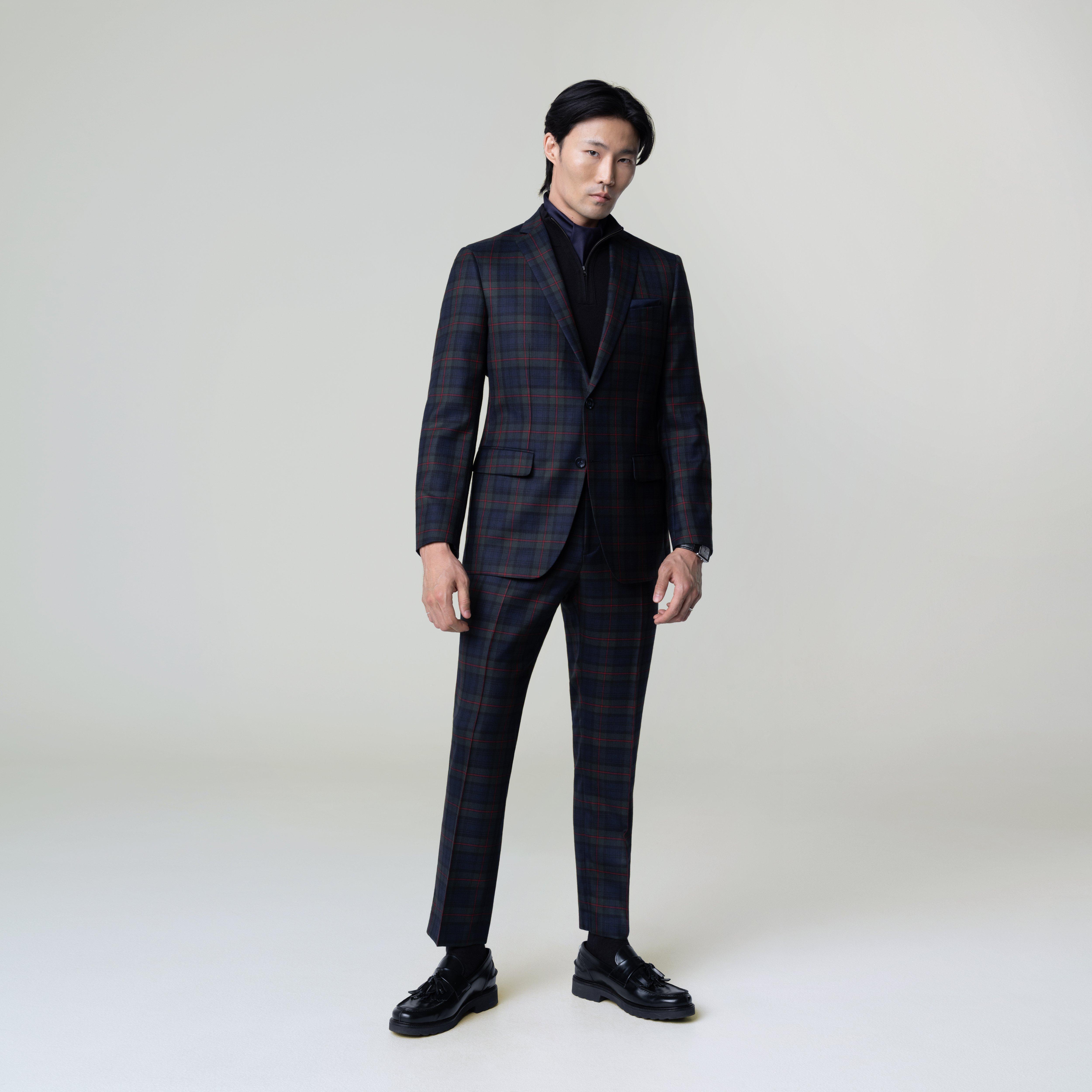 Navy suit - Blakesley Plaid Design from british Indochino Collection