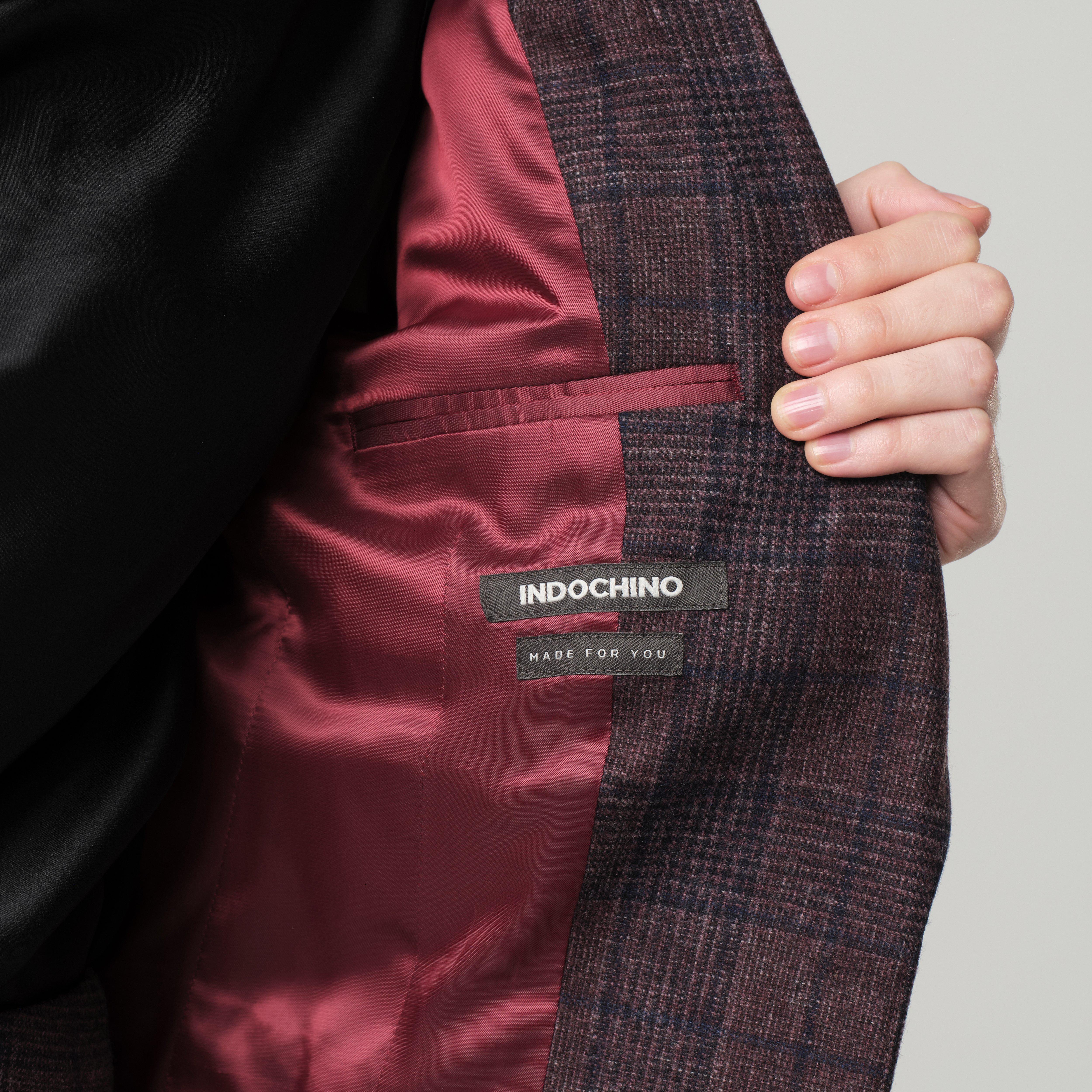 Product thumbnail 3 Burgundy blazer women - Montafia Plaid Design from Italian Indochino Collection
