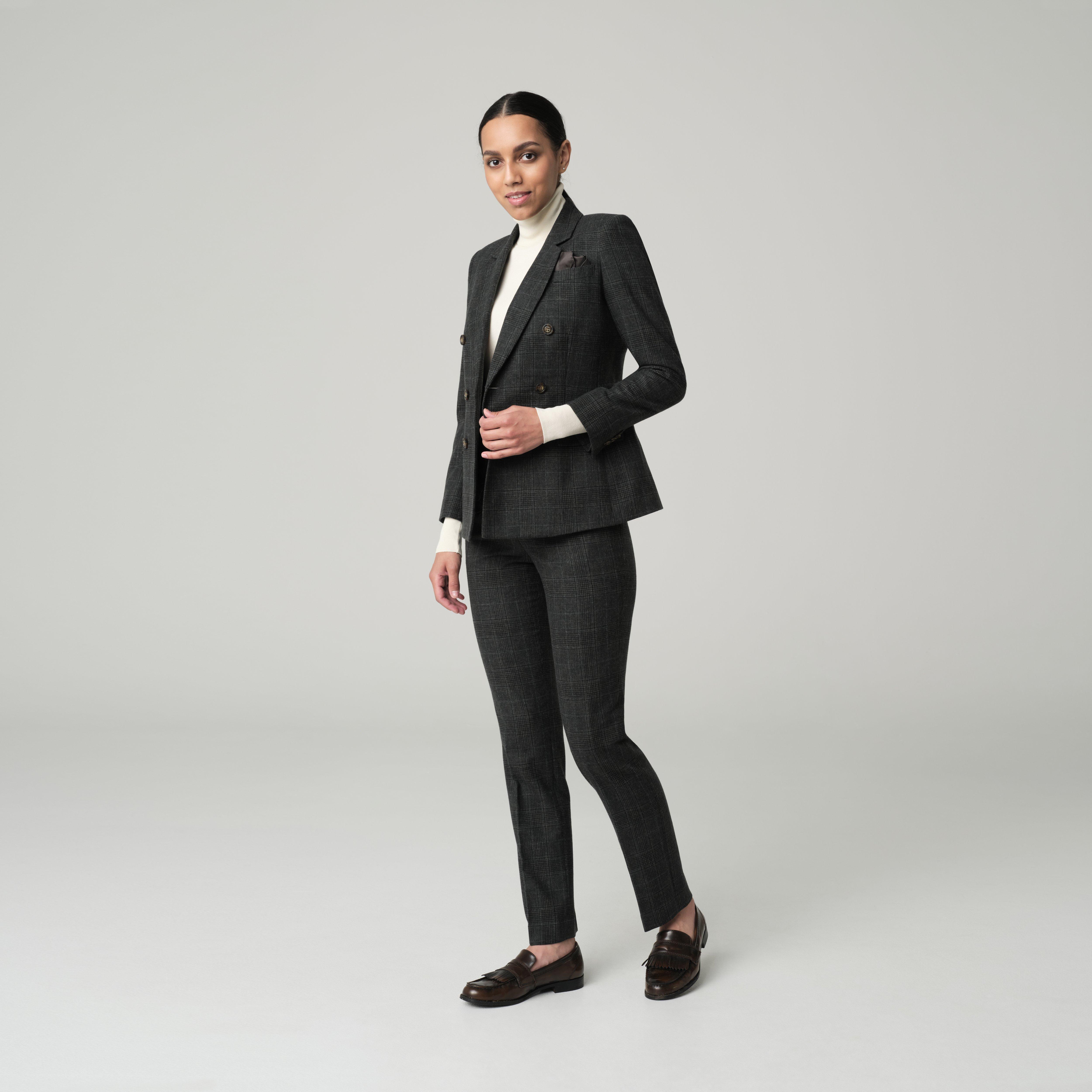 Green suit women - Montafia Plaid Design from Italian Indochino Collection