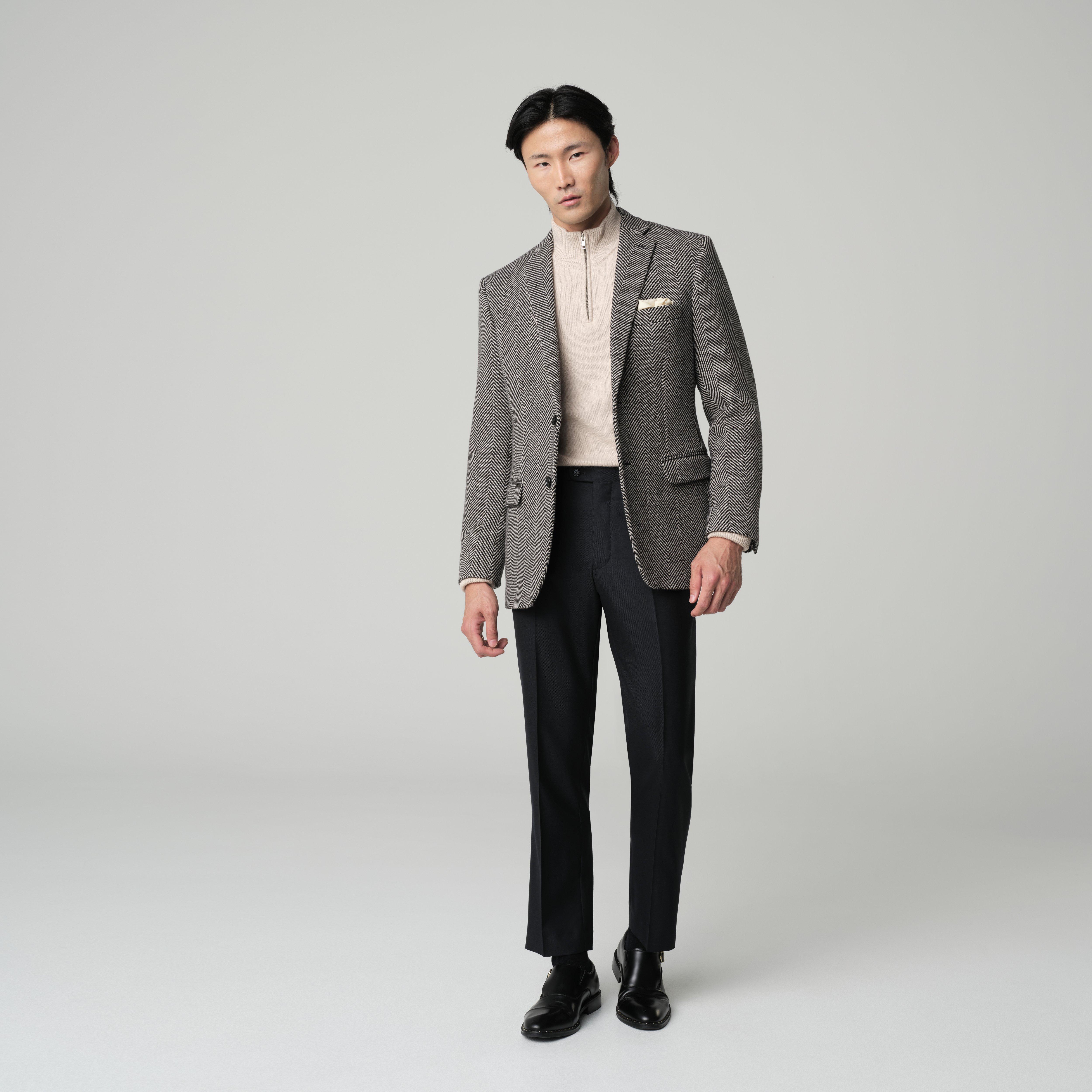 Black blazer - Malta Herringbone Design from Italian Indochino Collection