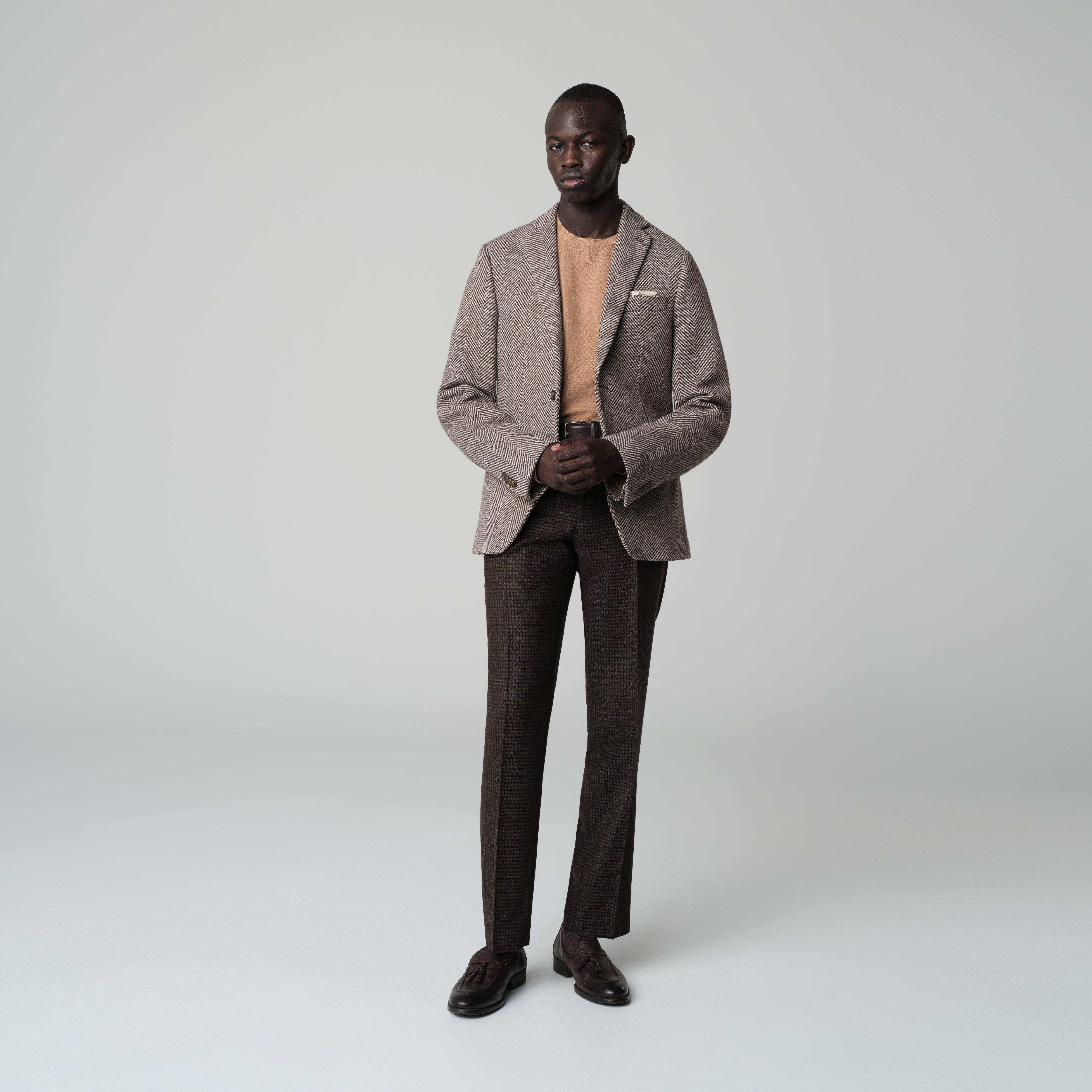 Brown blazer - Malta Herringbone Design from Italian Indochino Collection