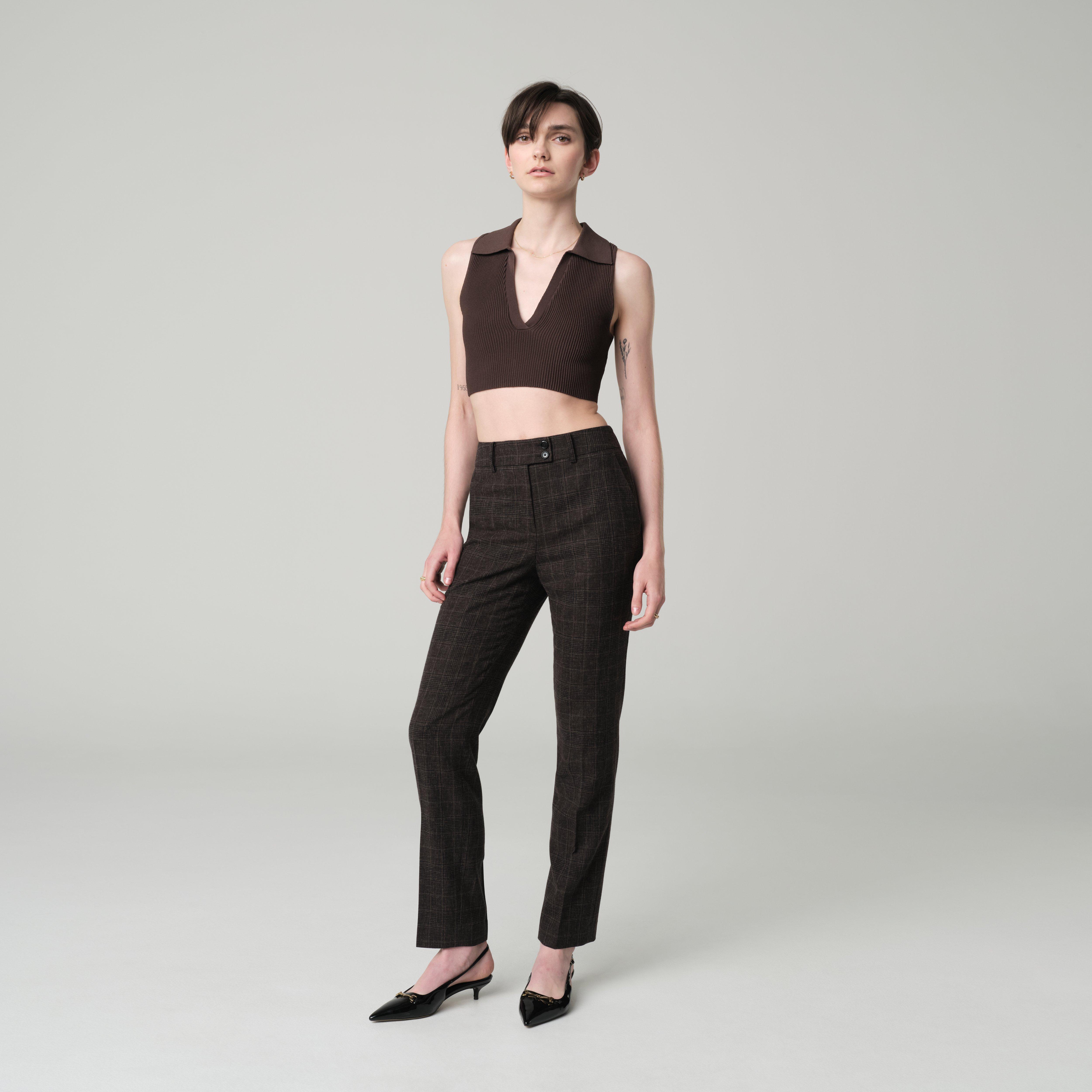 Brown pants women - Montafia Plaid Design from Italian Indochino Collection
