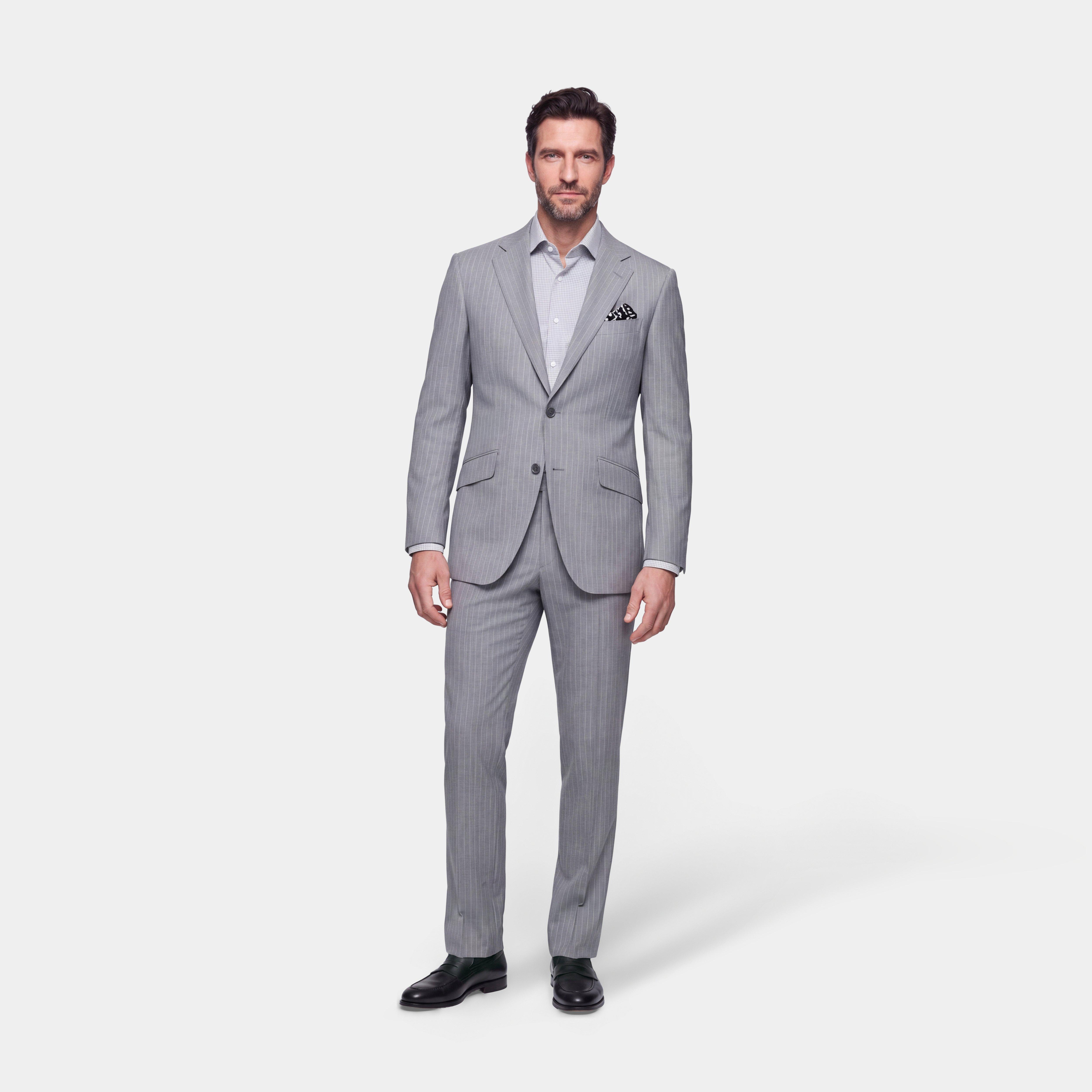 the grey dress code Indochino Men's Custom Howell Wool Stretch Fineline Gray Suit tryon53024cj