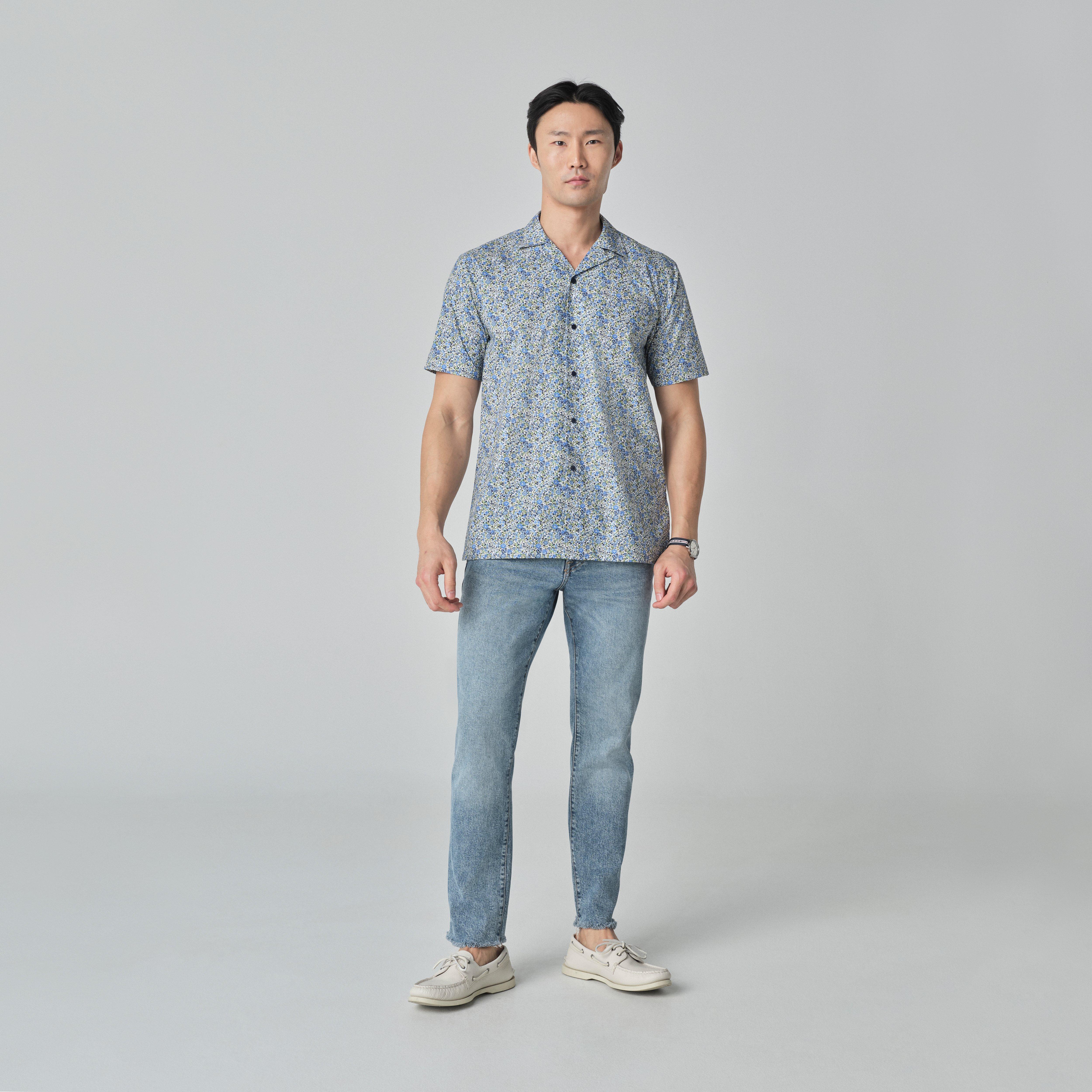 Blue campshirt - London Print Design from Indochino Collection