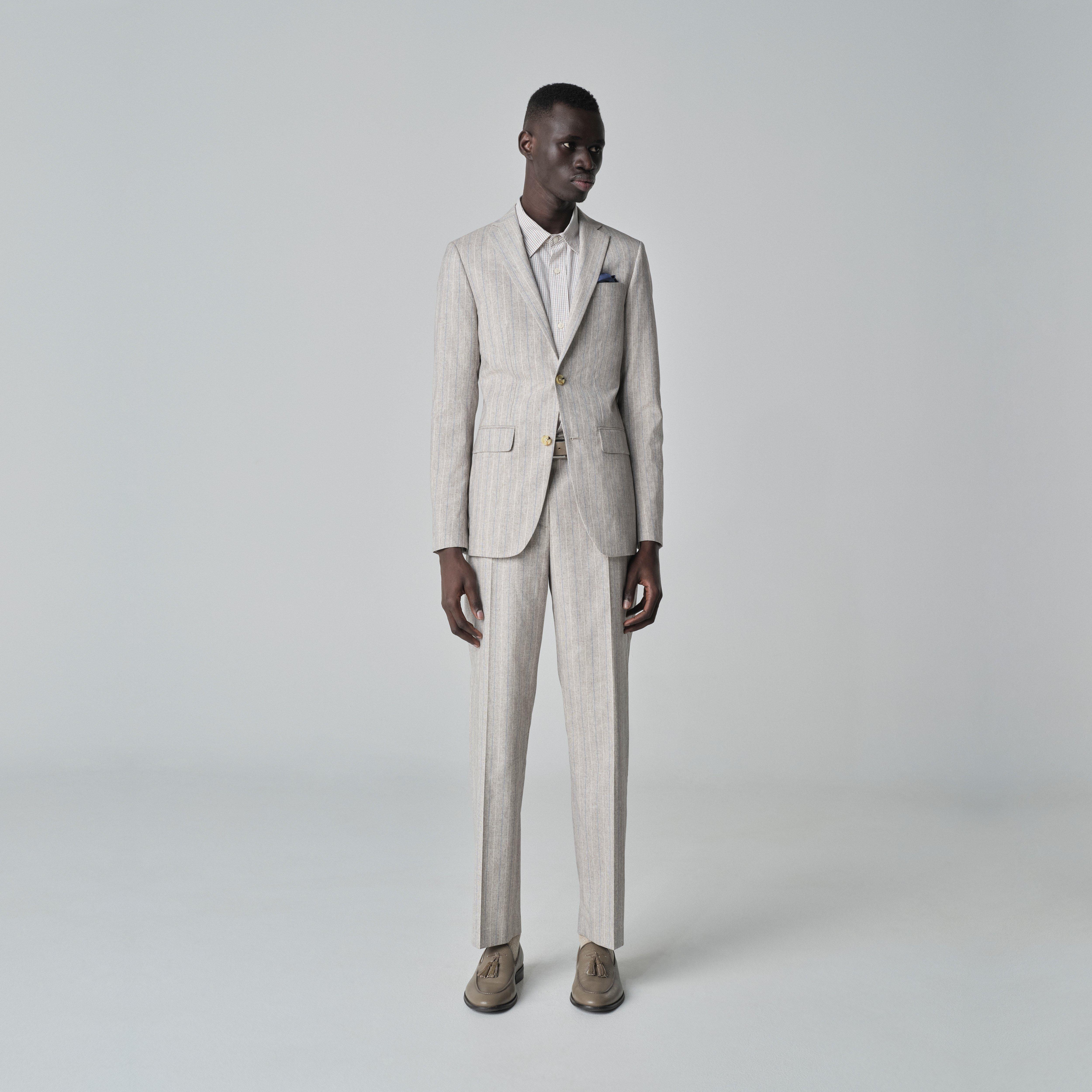 Cream blazer - Montella Striped Design from Italian Indochino Collection