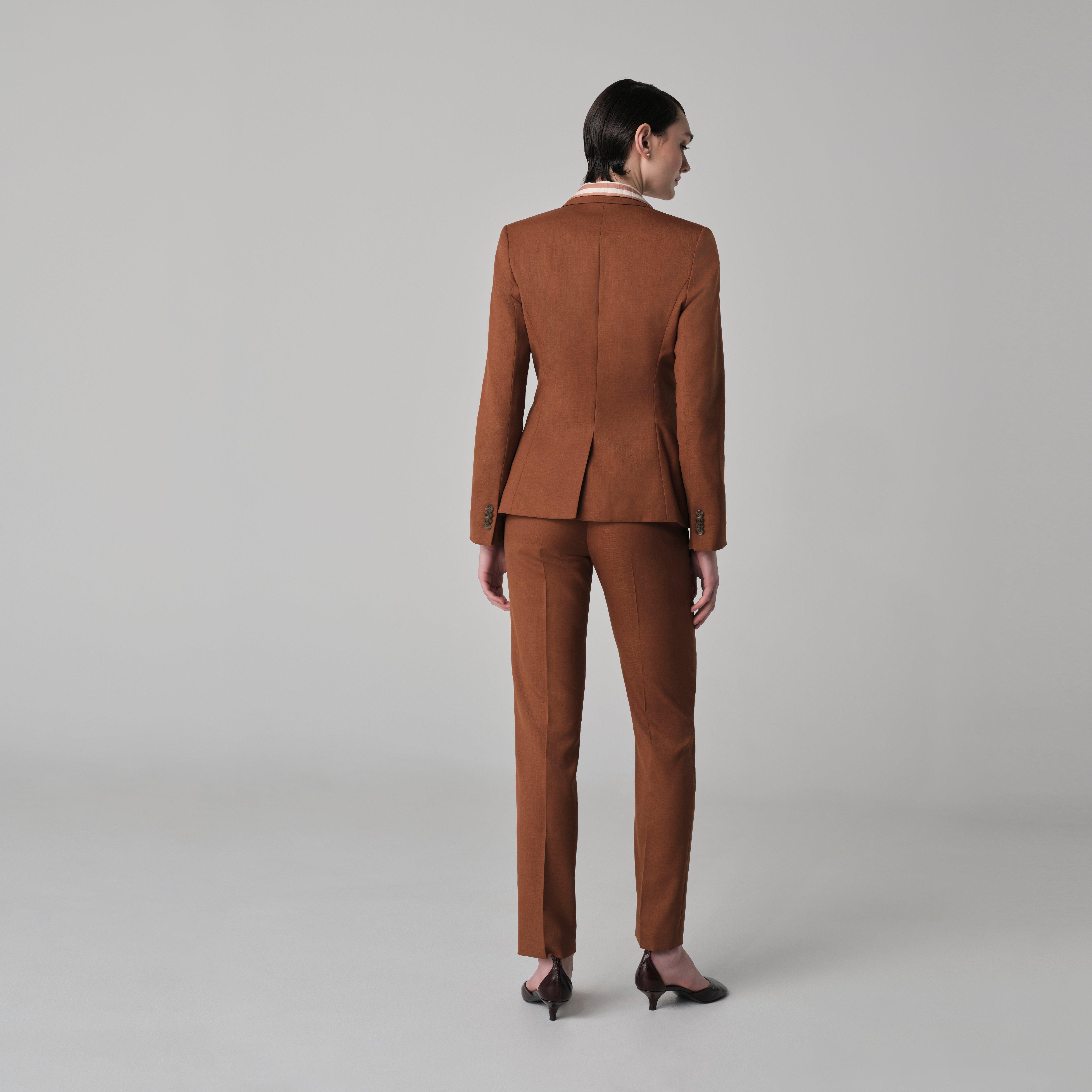 Women's Custom Blazers - Odell Wool Silk Rust Blazer Women| INDOCHINO