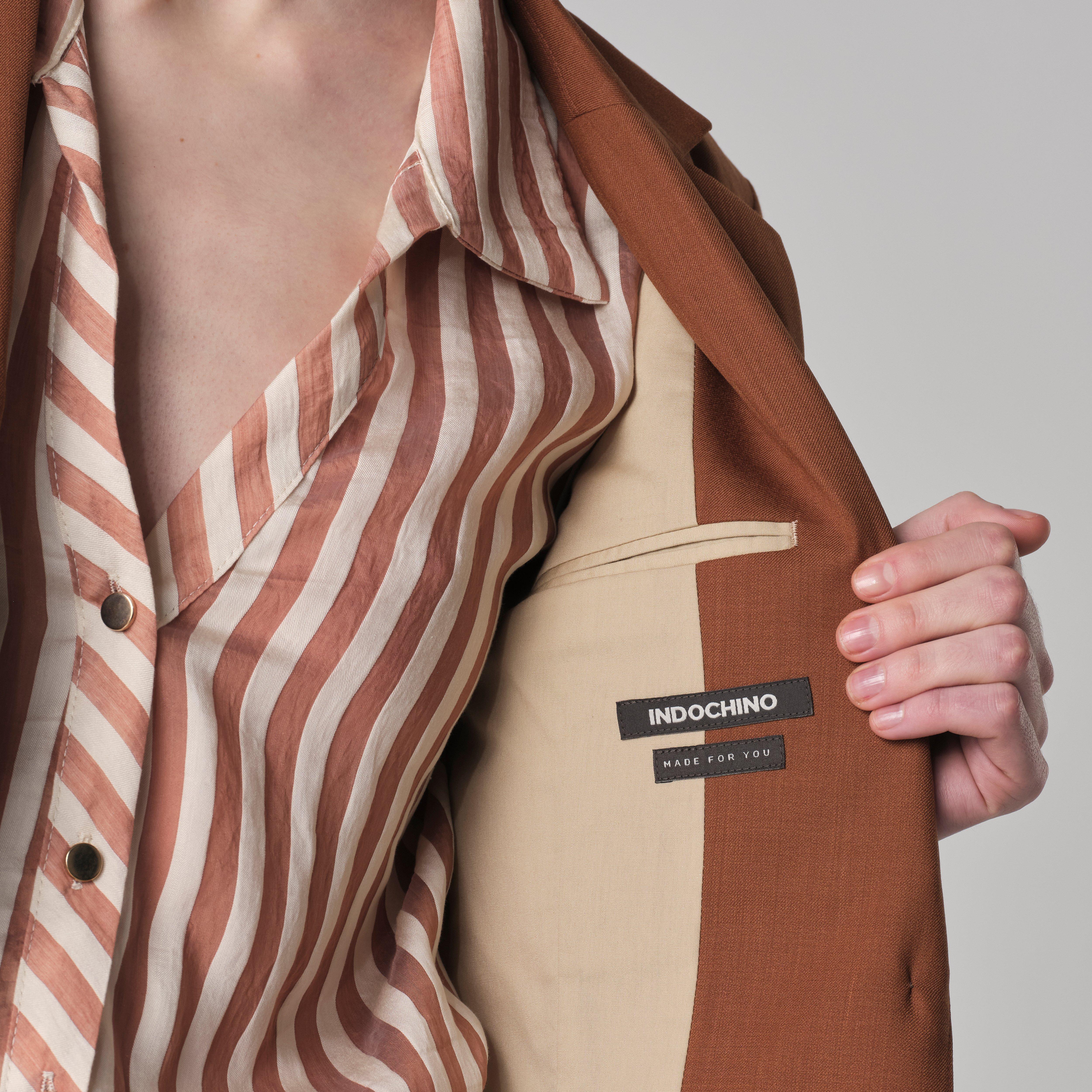 Women's Custom Blazers - Odell Wool Silk Rust Blazer Women| INDOCHINO